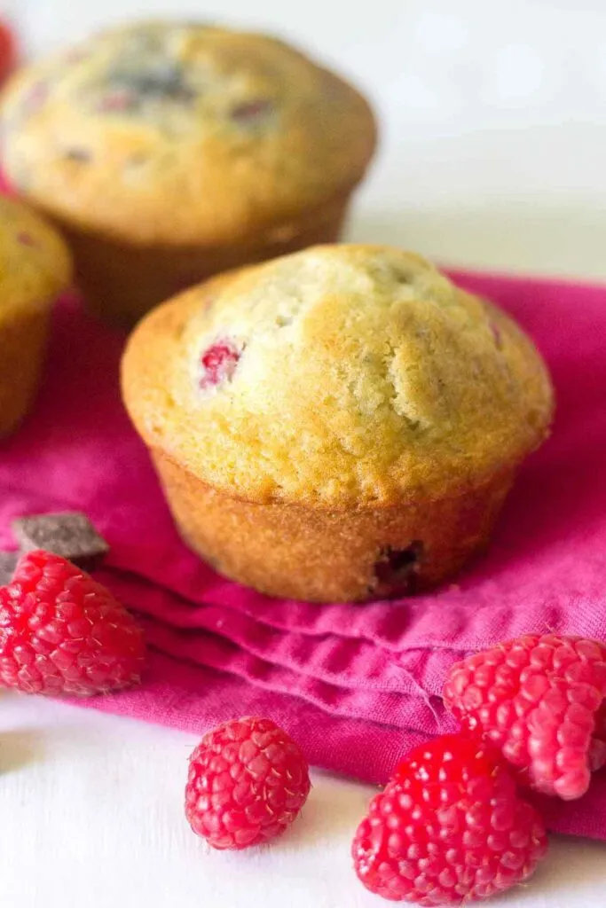 Chocolate Chunk Raspberry Spelt Muffins