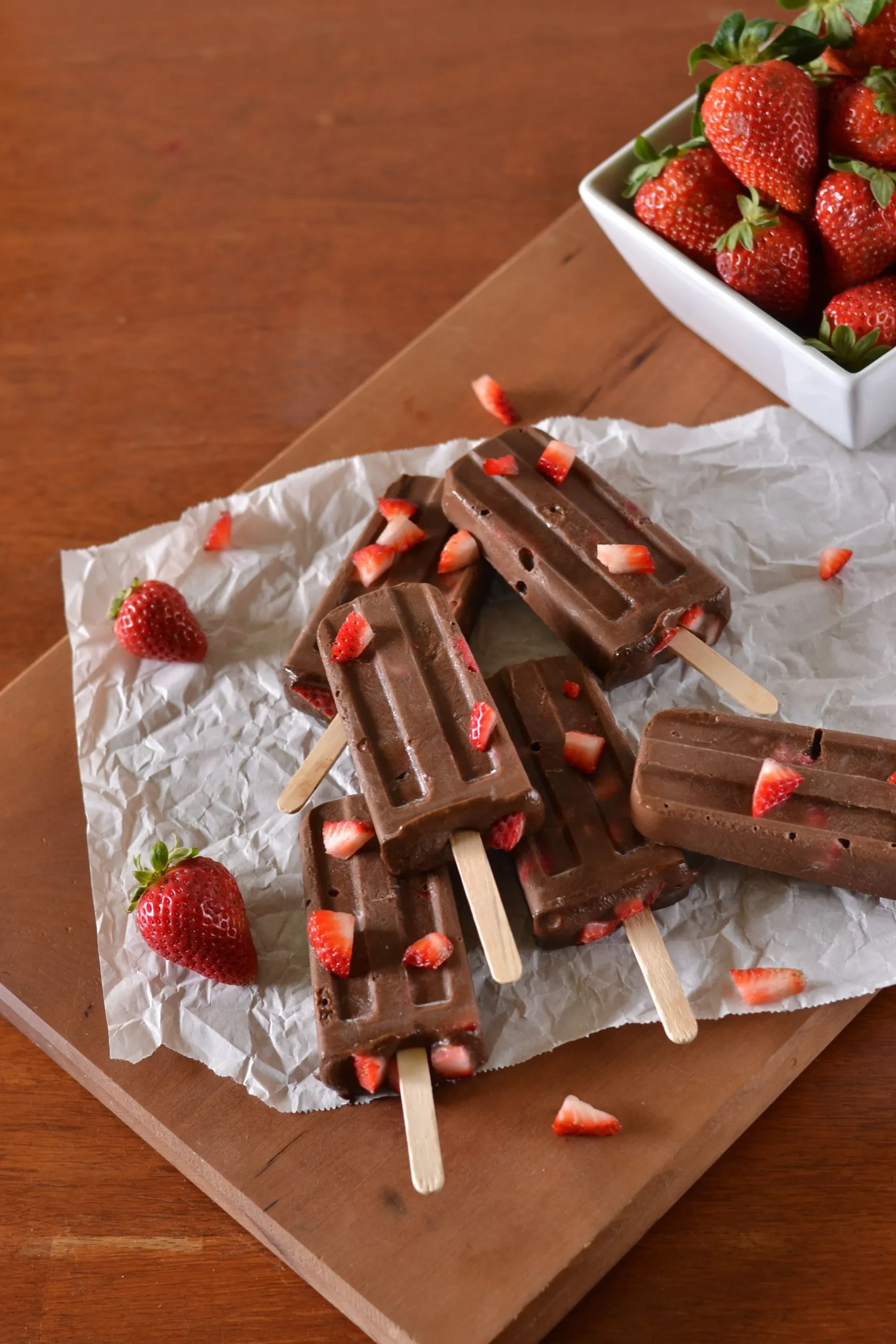 Chocolate Covered Strawberry Fudgesicles
