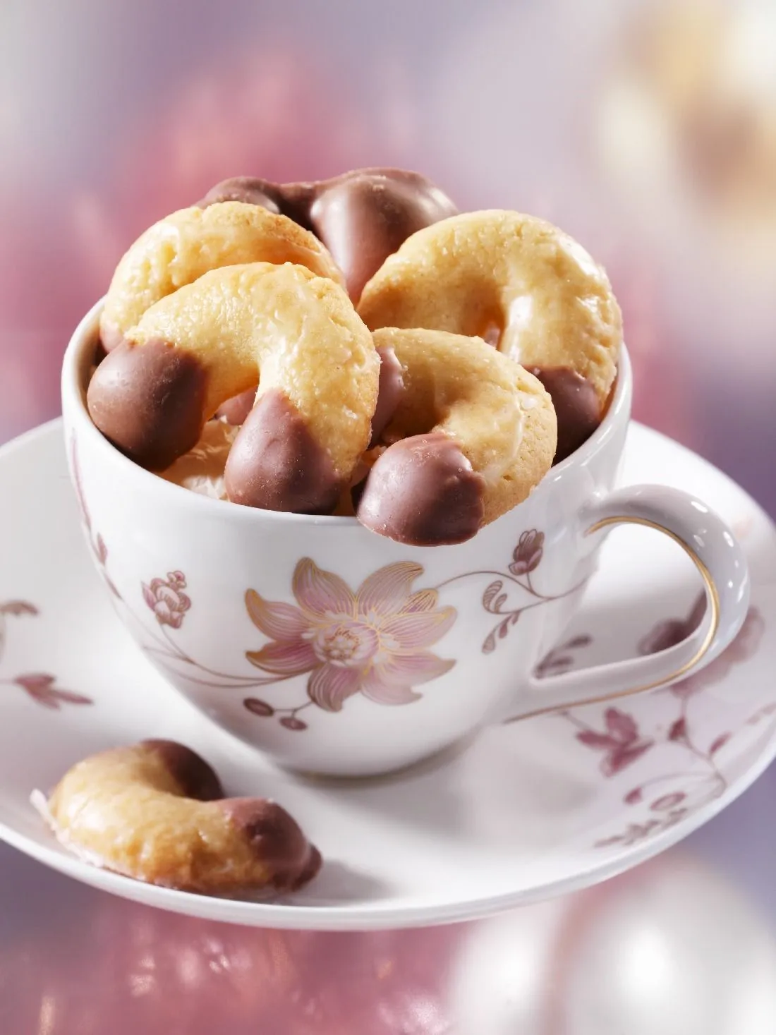 Chocolate Dipped Almond Horn Cookies