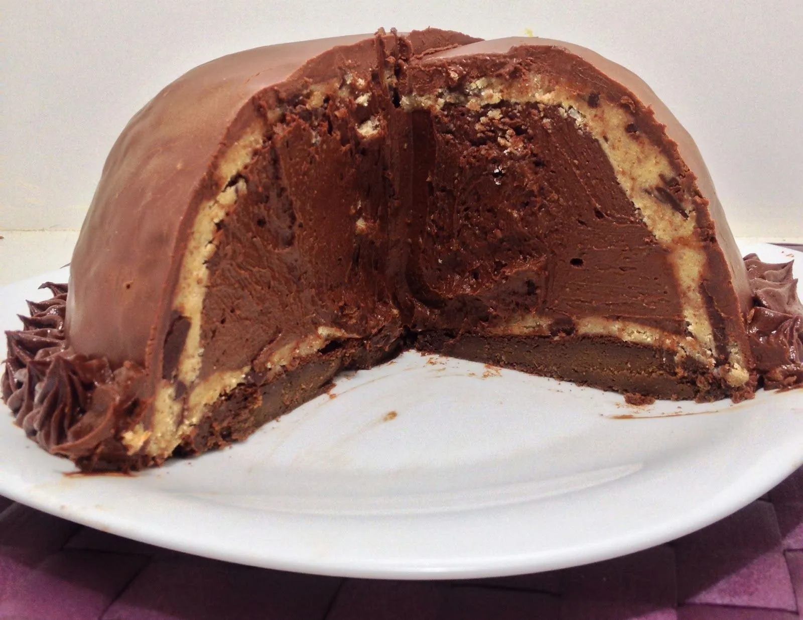 Chocolate Mousse Cookie Dough Bombe