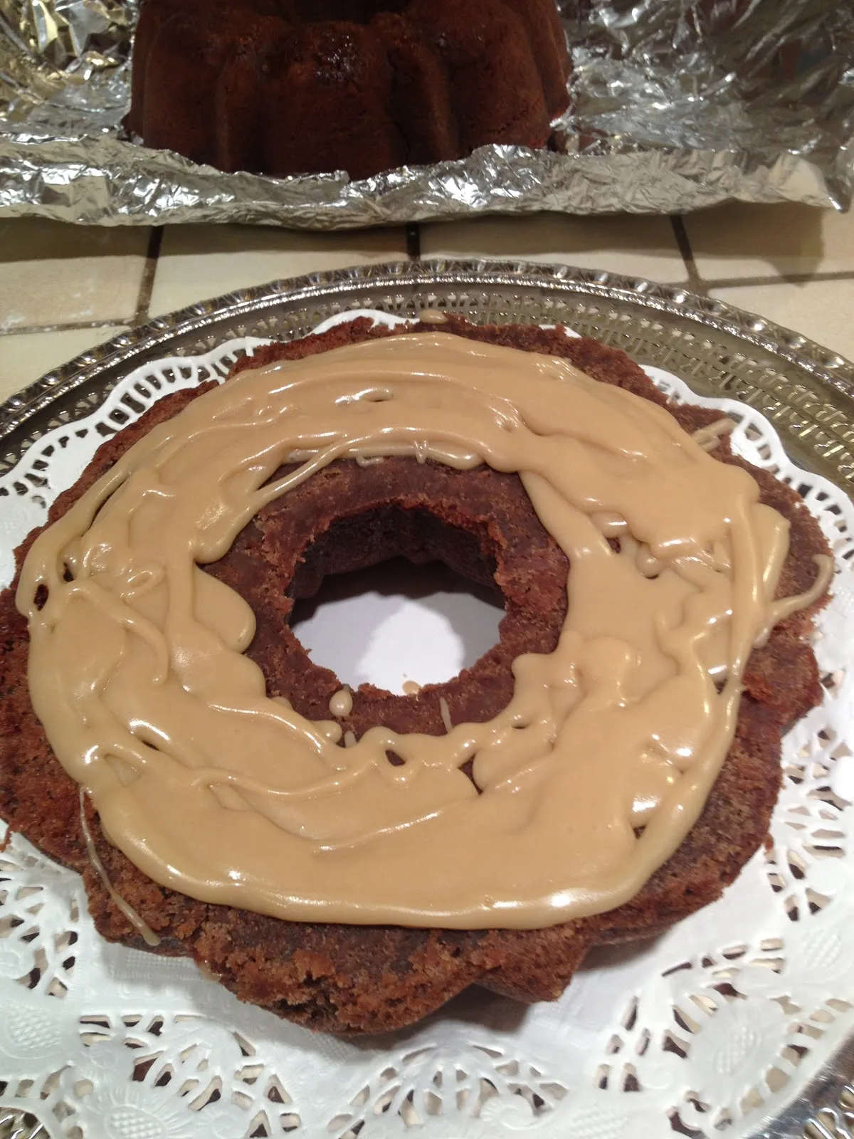 Chocolate Pound Cake with Caramel Icing