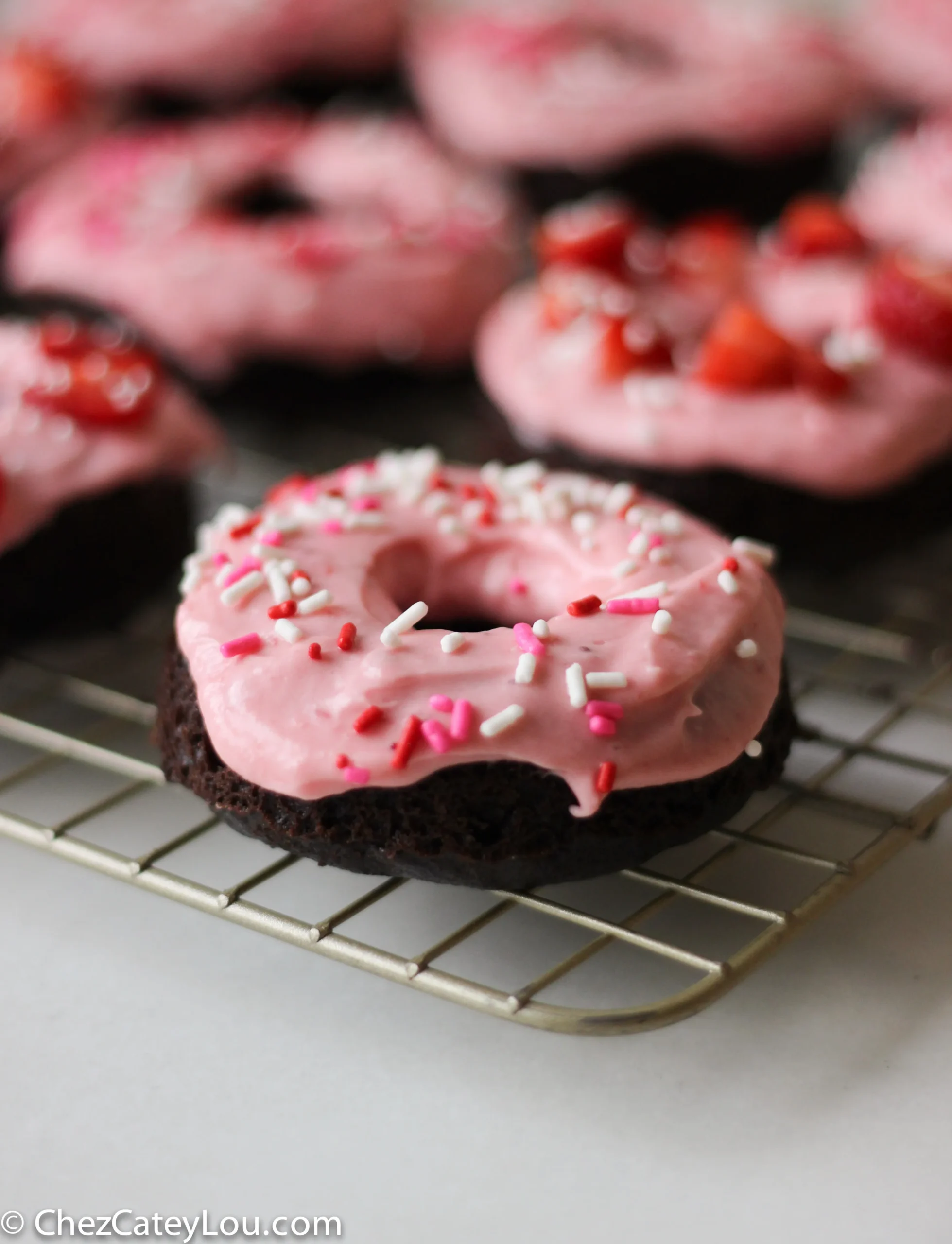 Chocolate Strawberry Baked Donuts