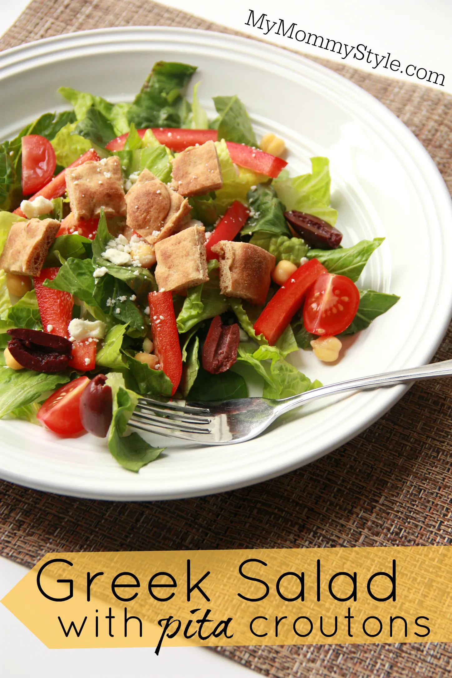 Chopped Greek Salad with Pita Chip Croutons
