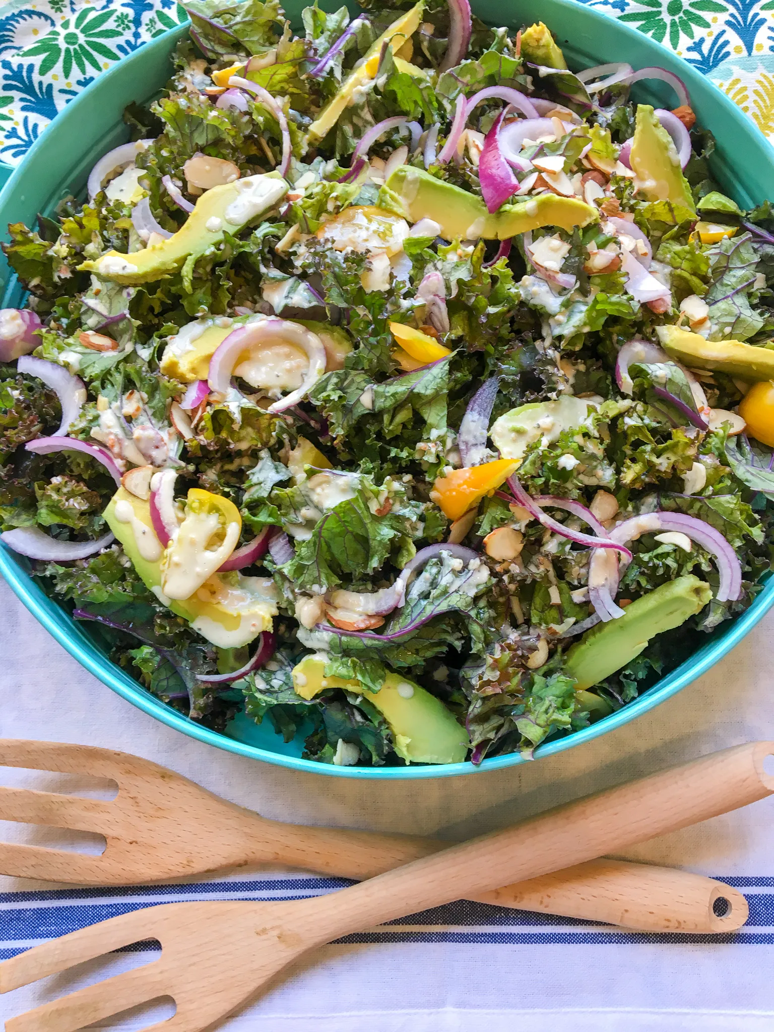 Chopped Kale Broccolini Salad with Lemon Tahini Dressing