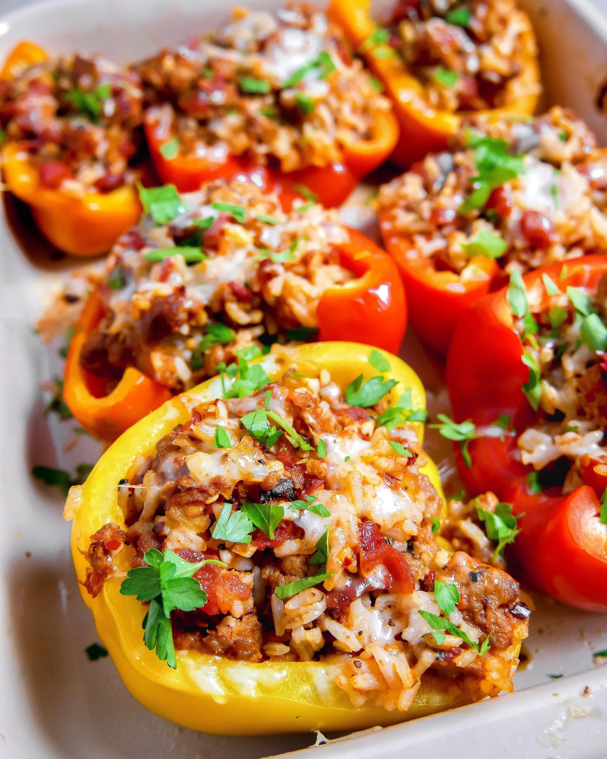 Chorizo and Italian Sausage Stuffed Peppers