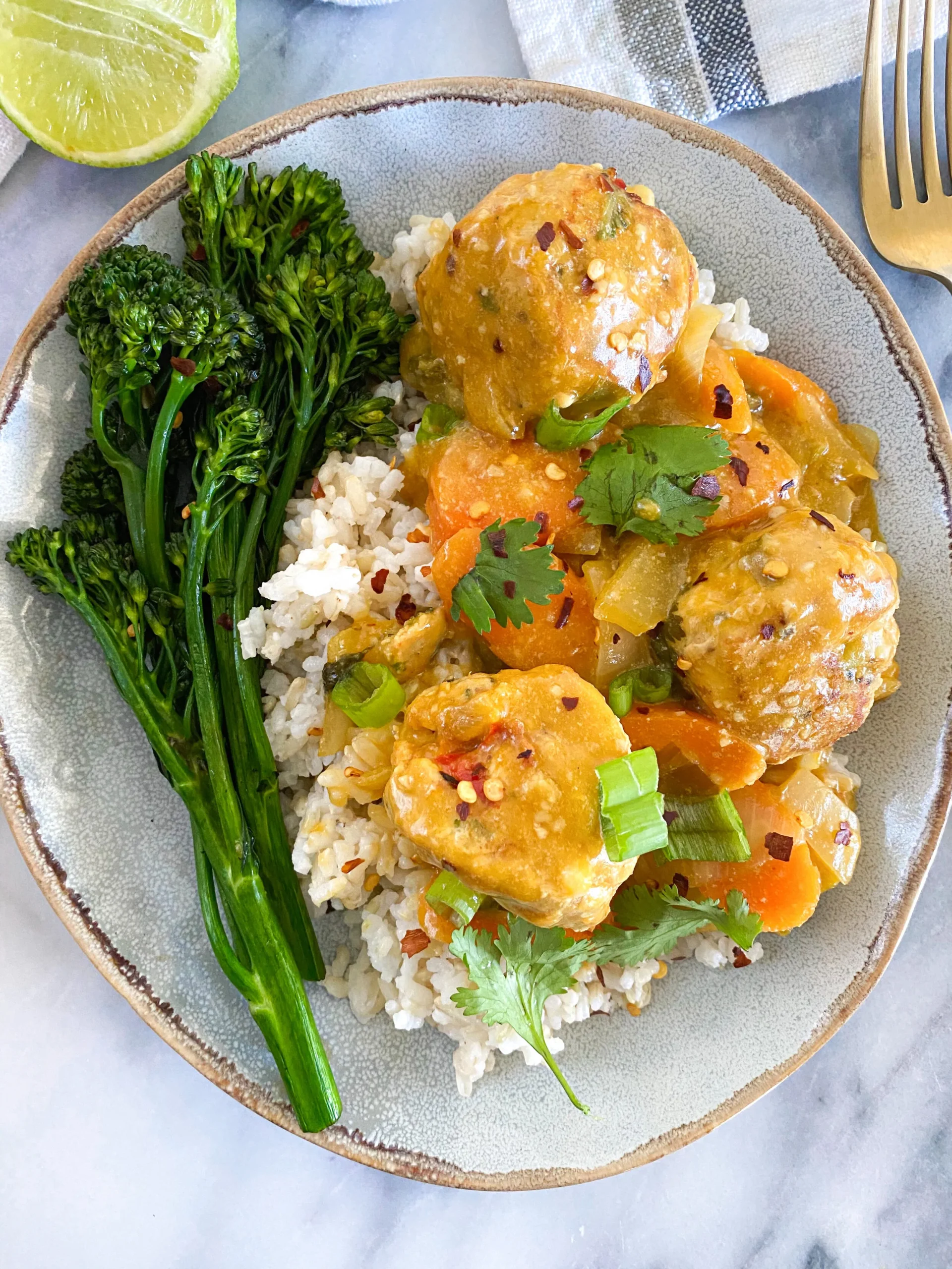 Cilantro Lime Turkey Meatballs with Peanut Sauce
