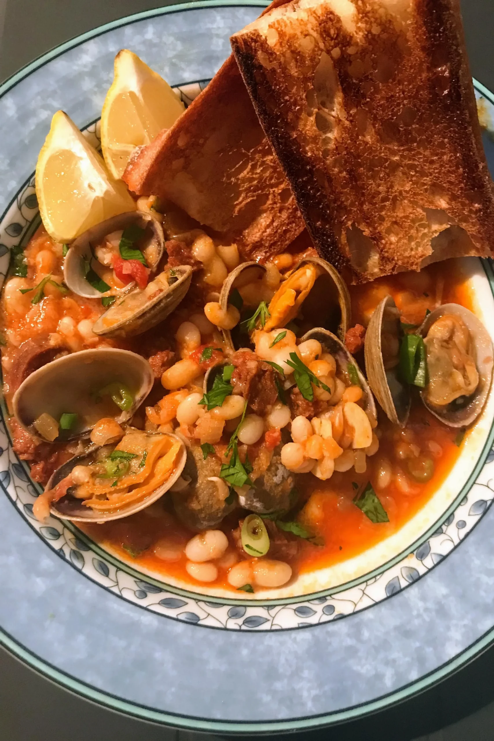 Clam Stew with Shiitakes and Cinzano Chorizo