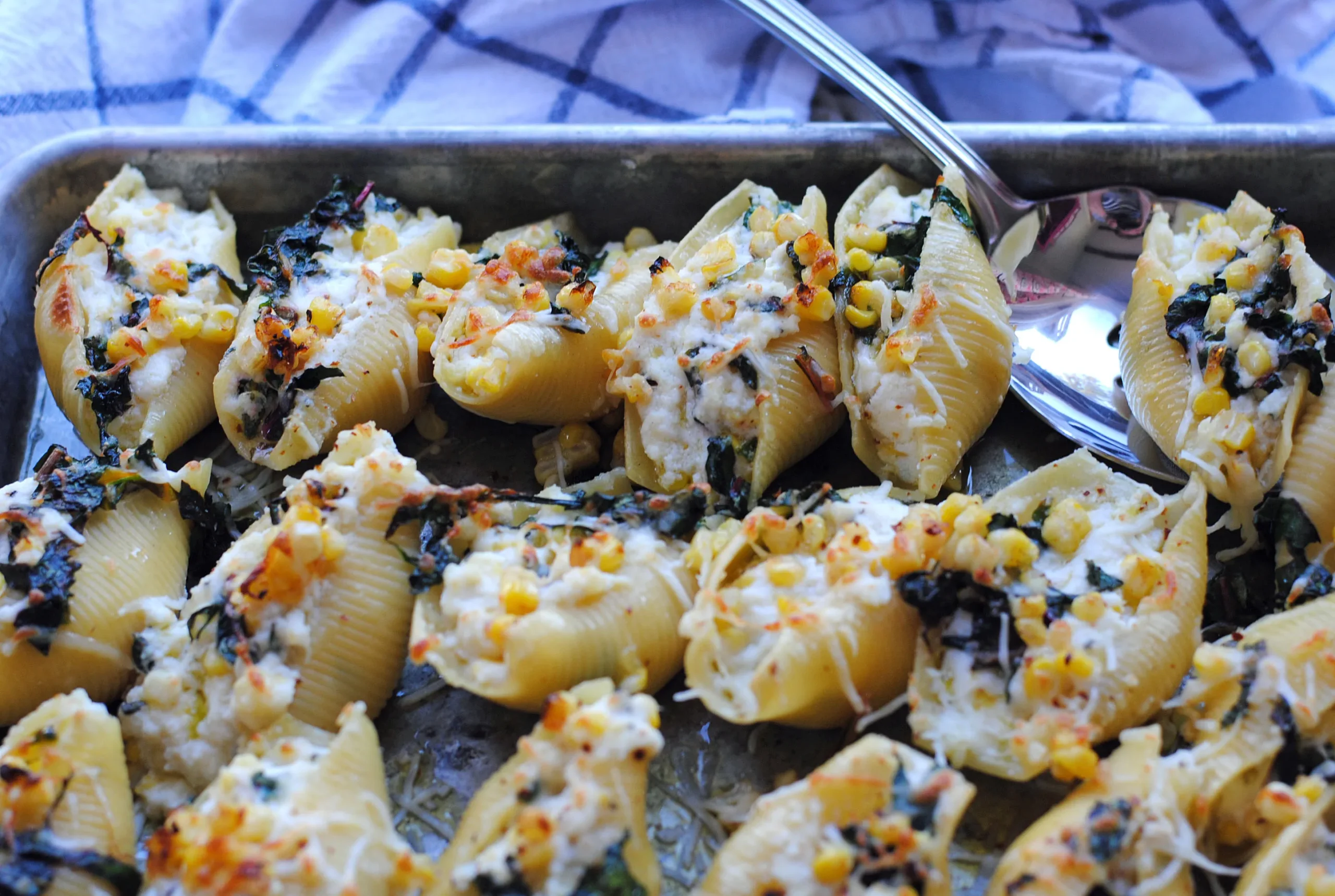 Corn Caramelized Onion Stuffed Shells