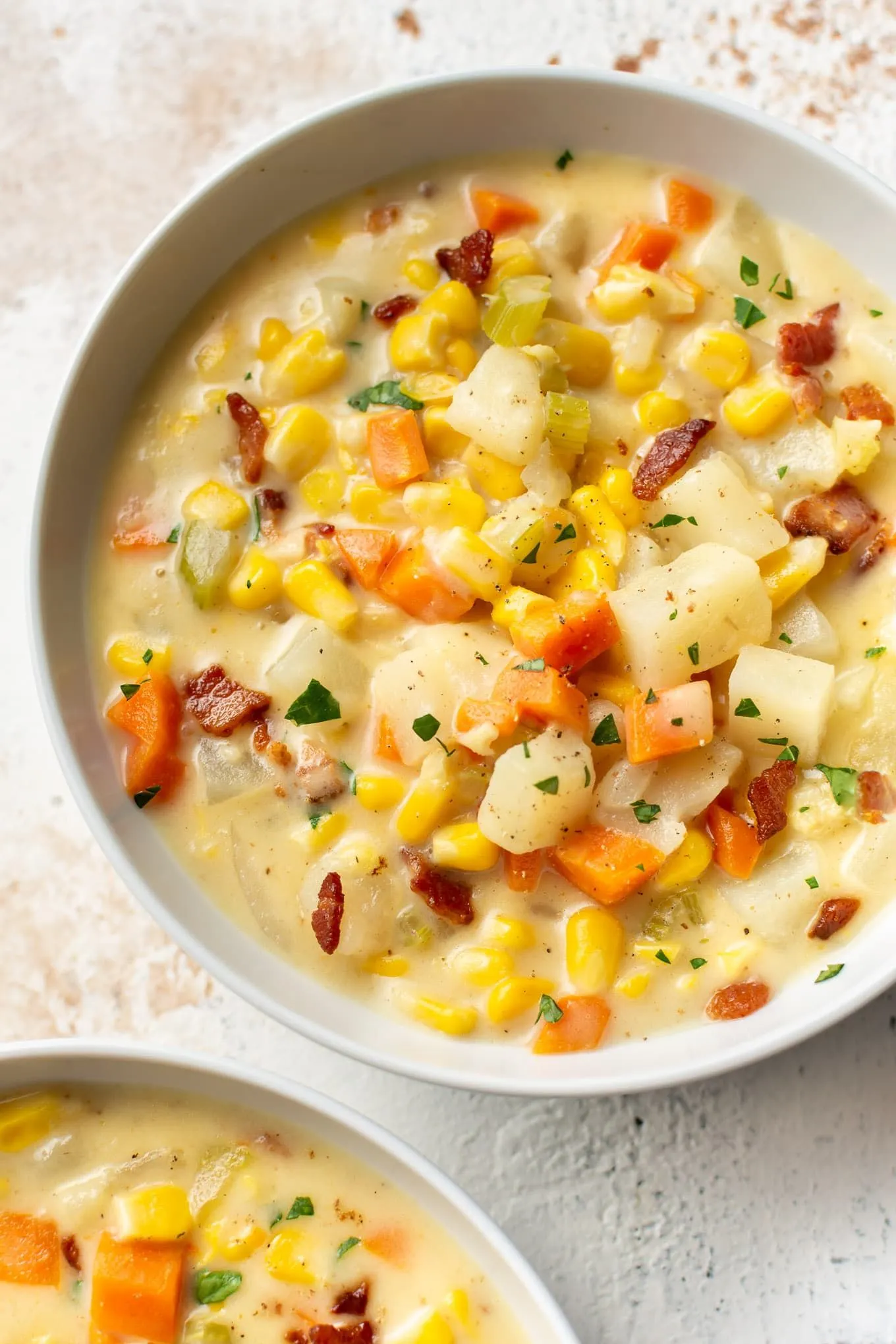 Corn Chowder with Bacon and Sweet Potatoes