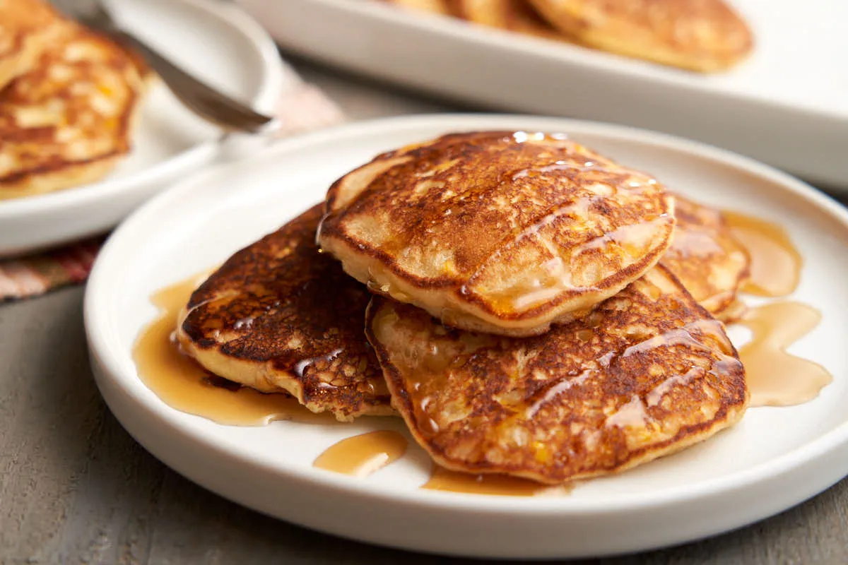 Cornmeal Pancakes with Brown Sugar Maple Syrup