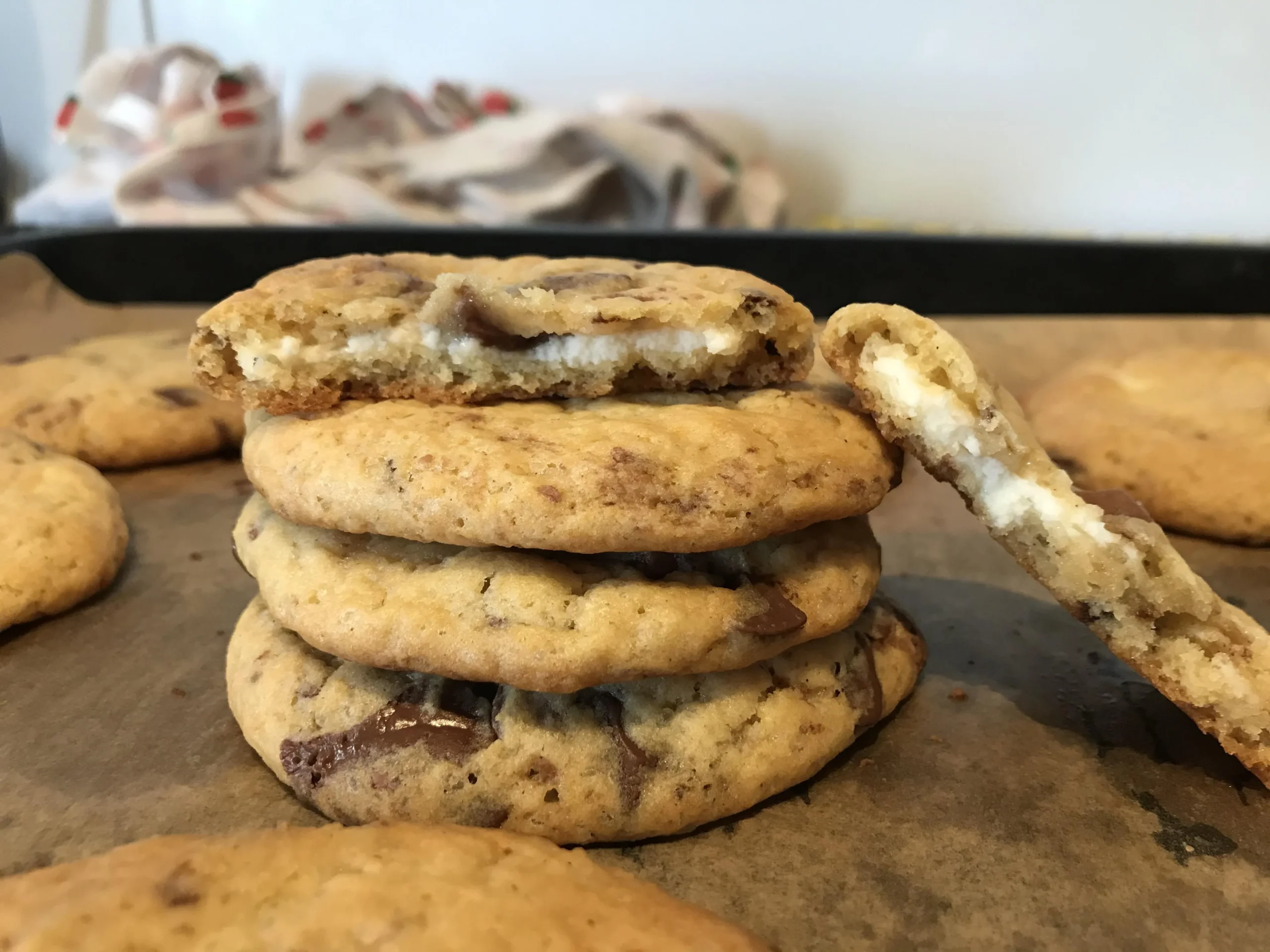 Cream Cheese Stuffed Chocolate Chip Cookies