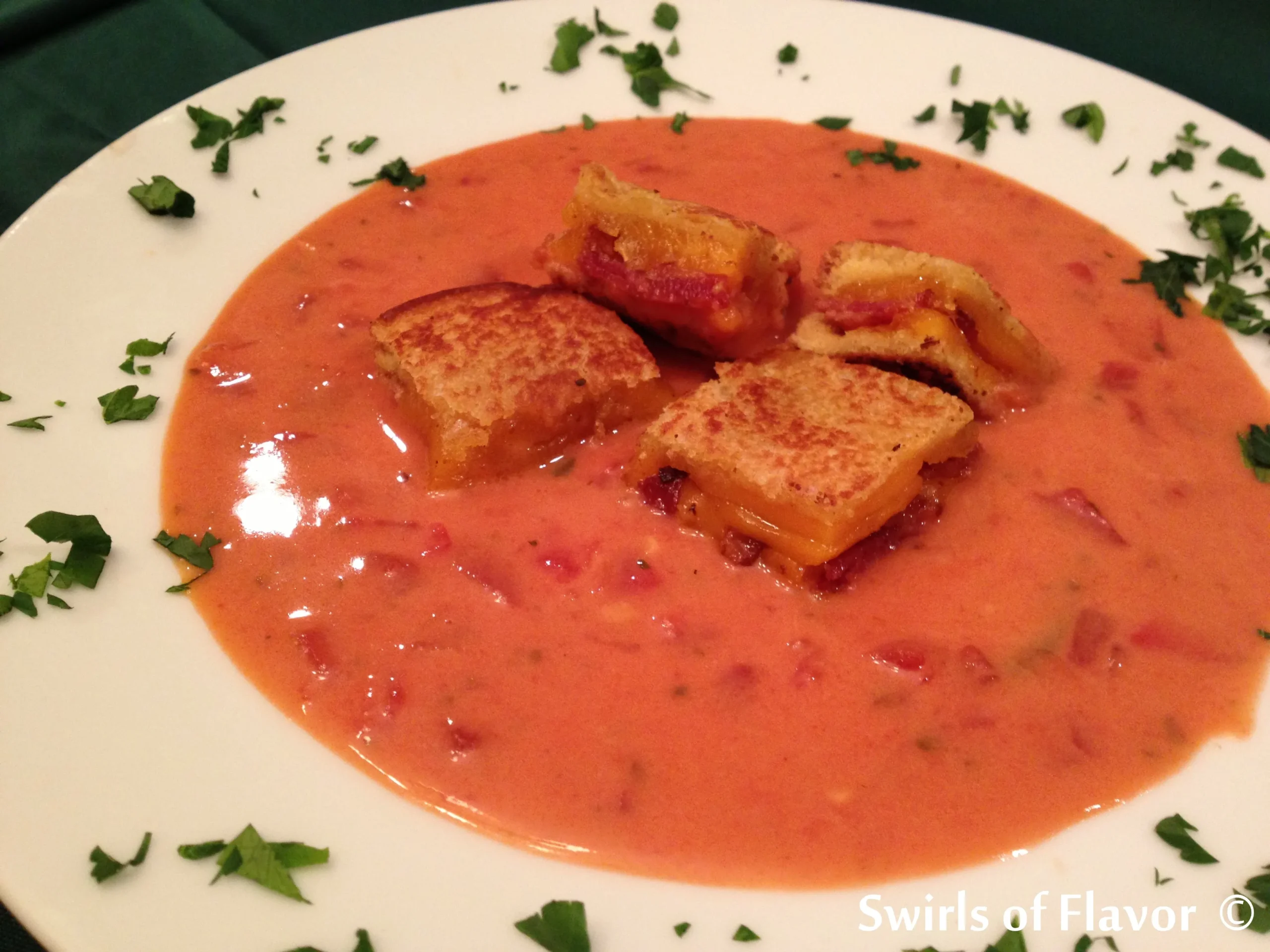 Creamed Tomato and Bacon Soup with Croutons
