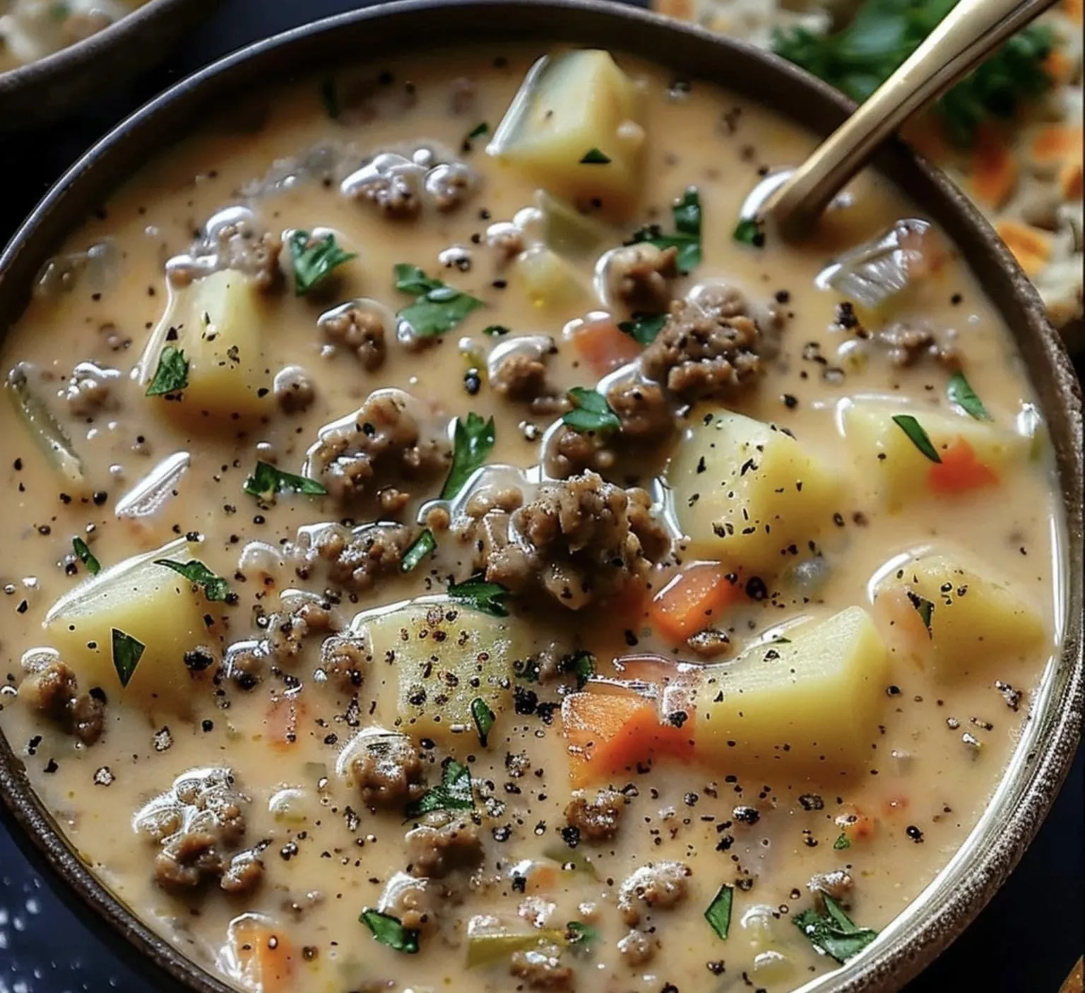 Creamy Crockpot Hamburger Vegetable Soup