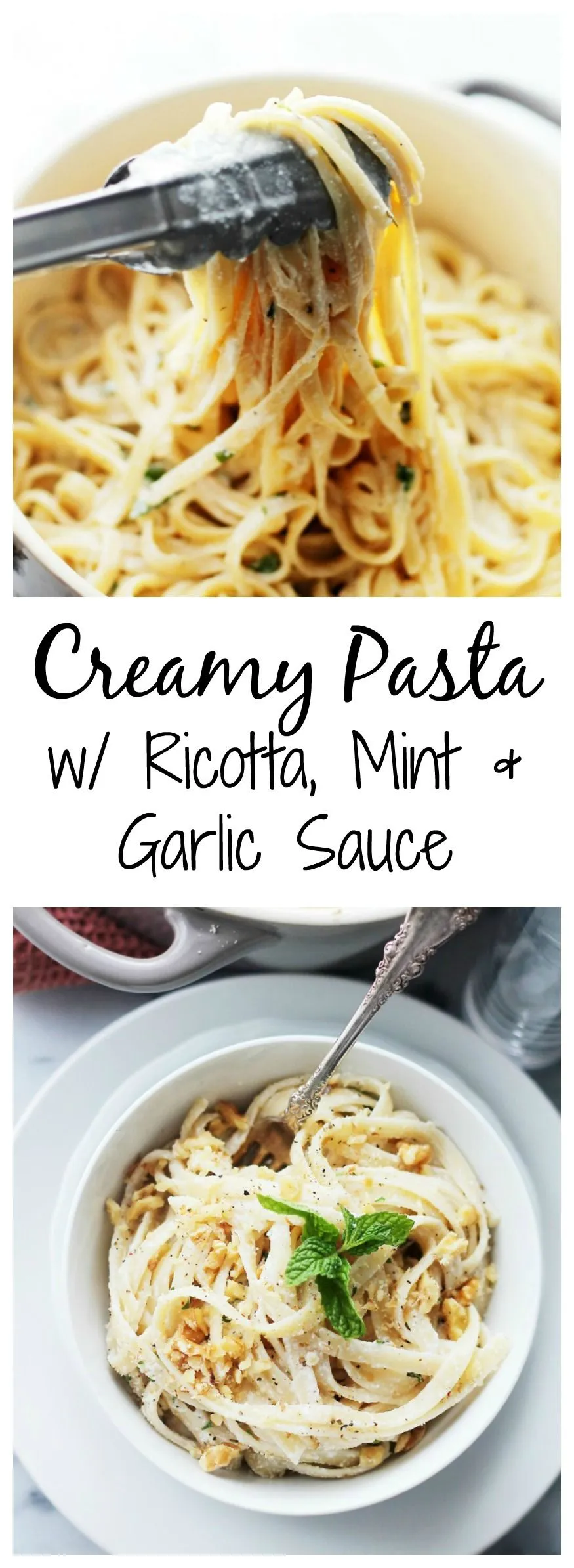 Creamy Pasta with Ricotta, Mint, and Garlic Sauce