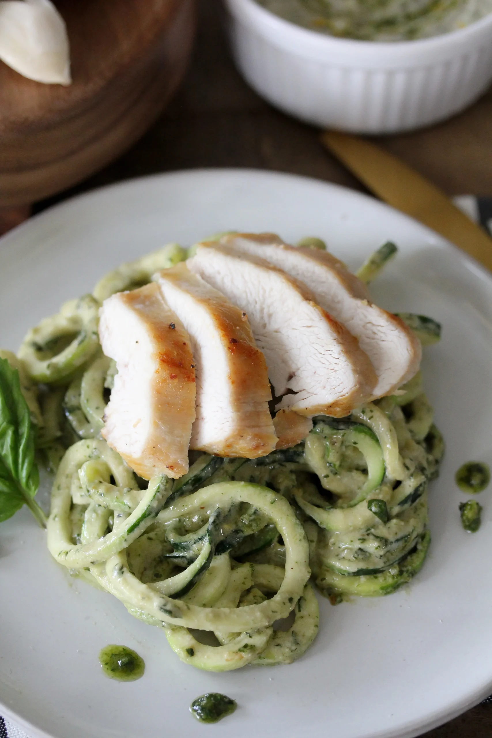 Creamy Pesto Zoodles with Chicken
