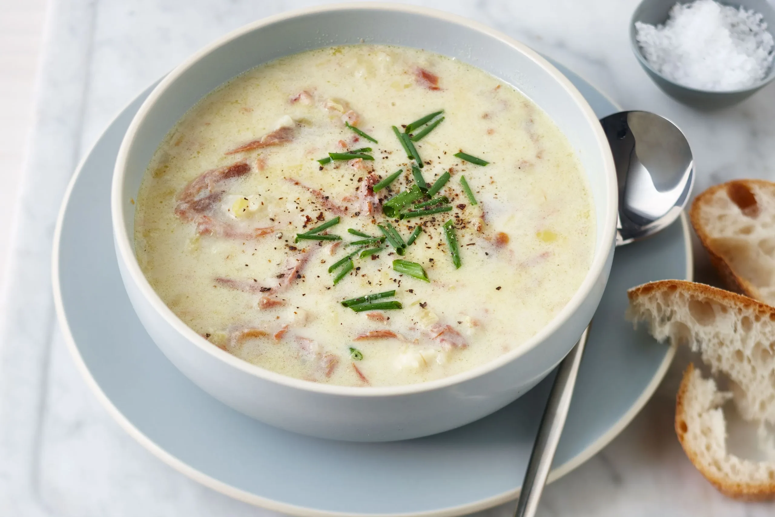 Creamy Potato Soup with Mushroom Bacon