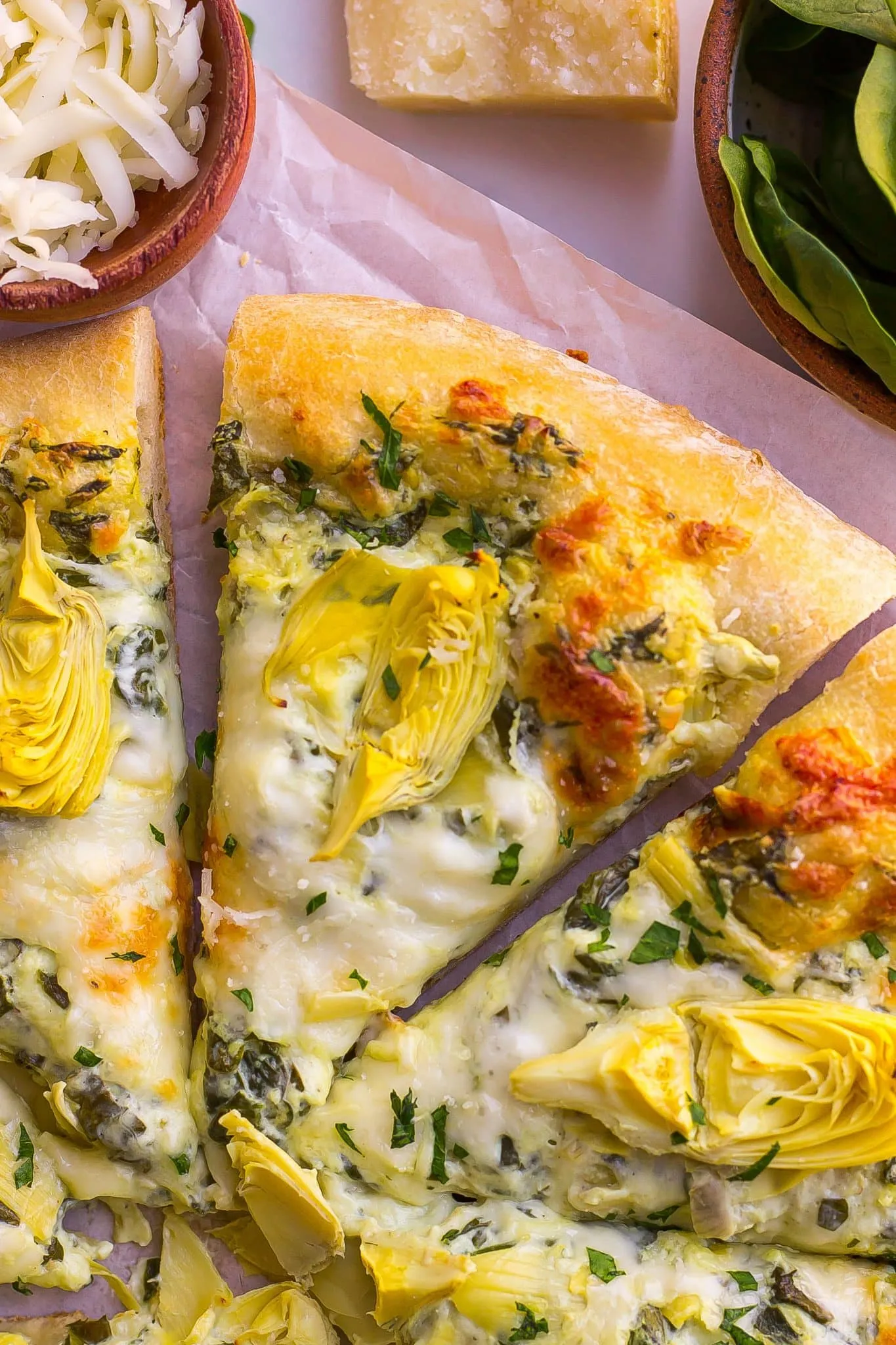 Creamy Spinach Artichoke Pizza