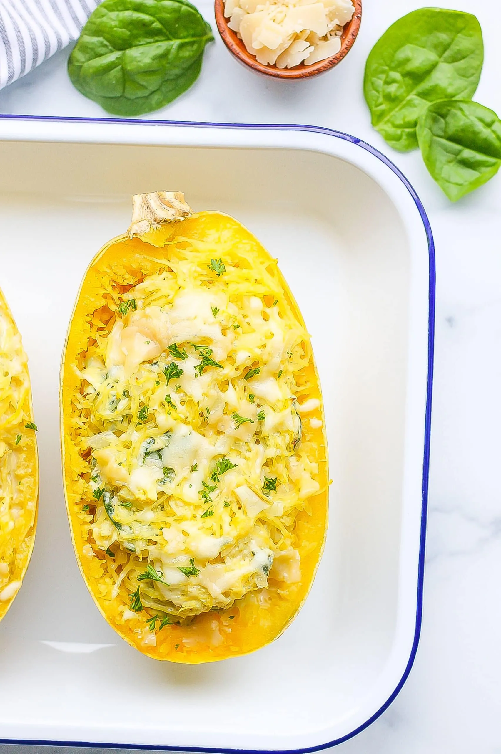 Creamy Spinach Artichoke Stuffed Spaghetti Squash
