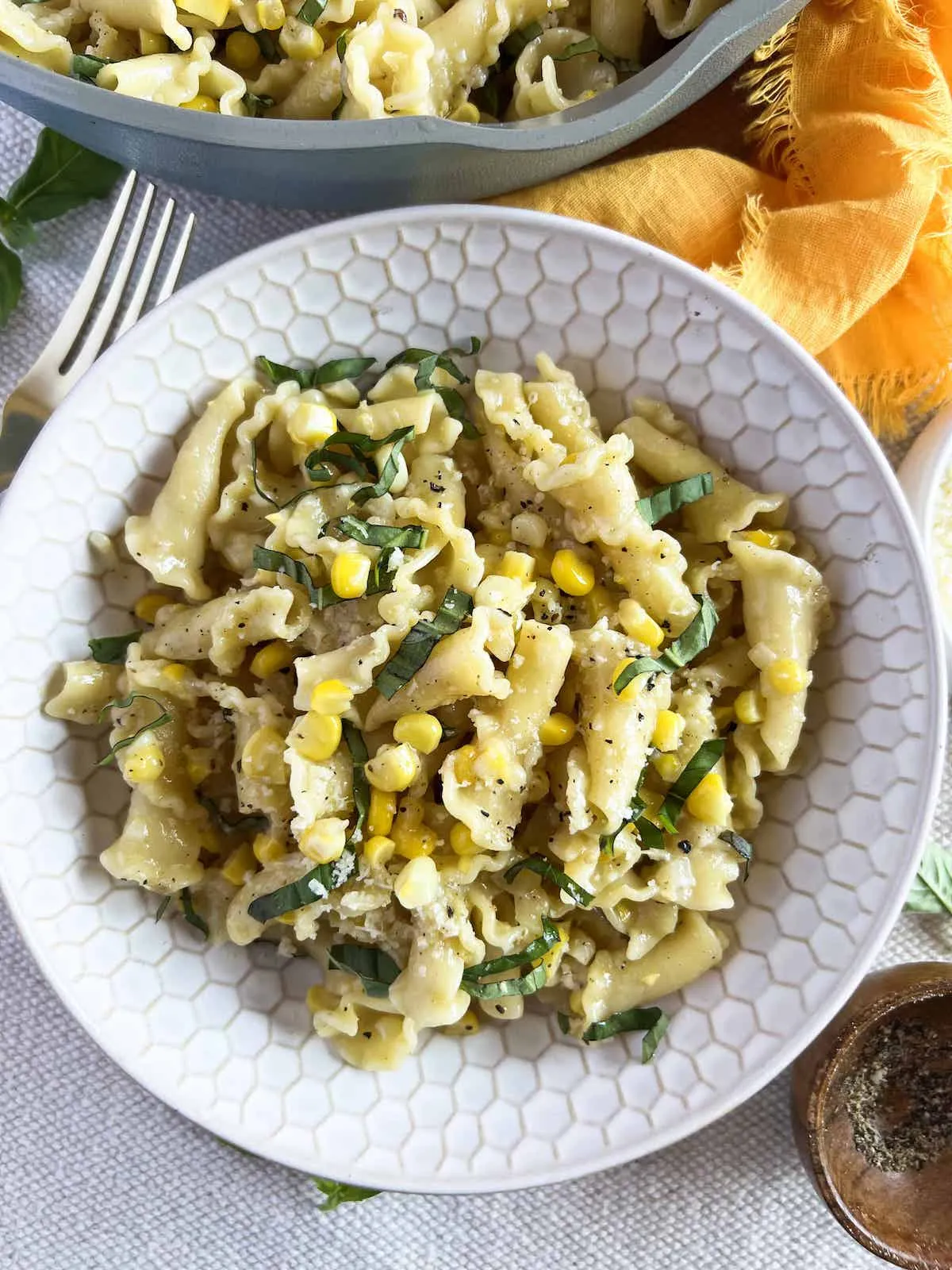 Creamy Sweet Corn and Basil Pasta