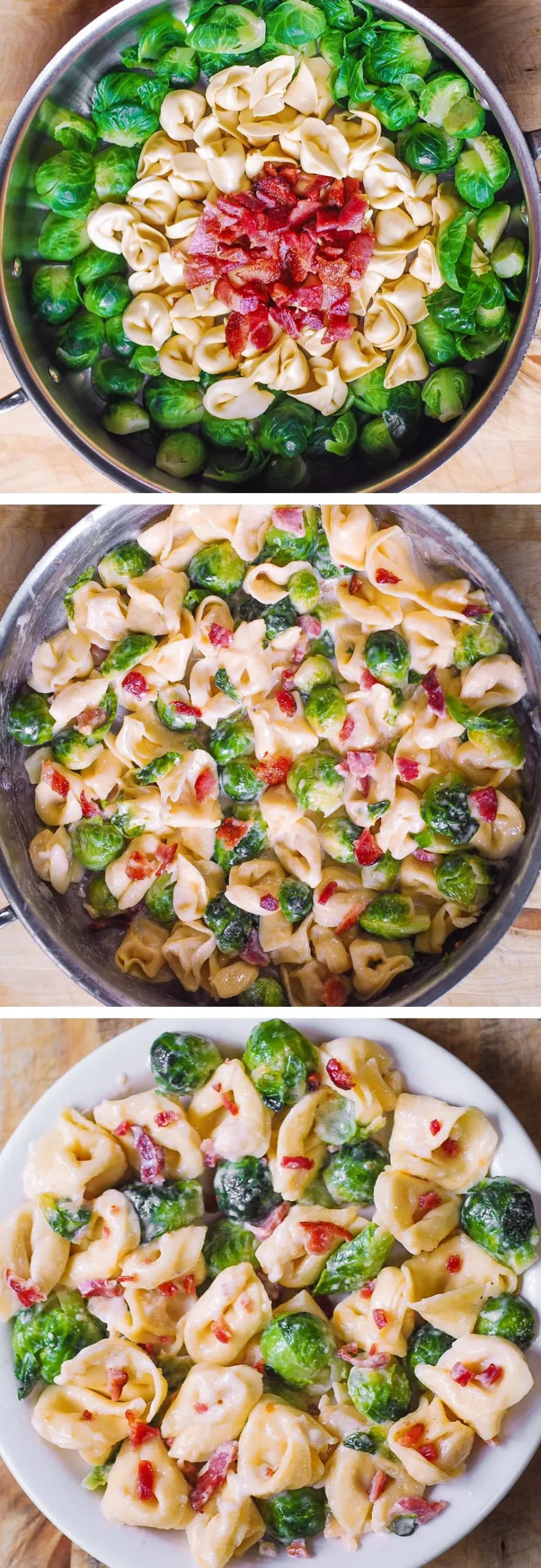 Creamy Tortellini with Bacon and Brussels Sprouts