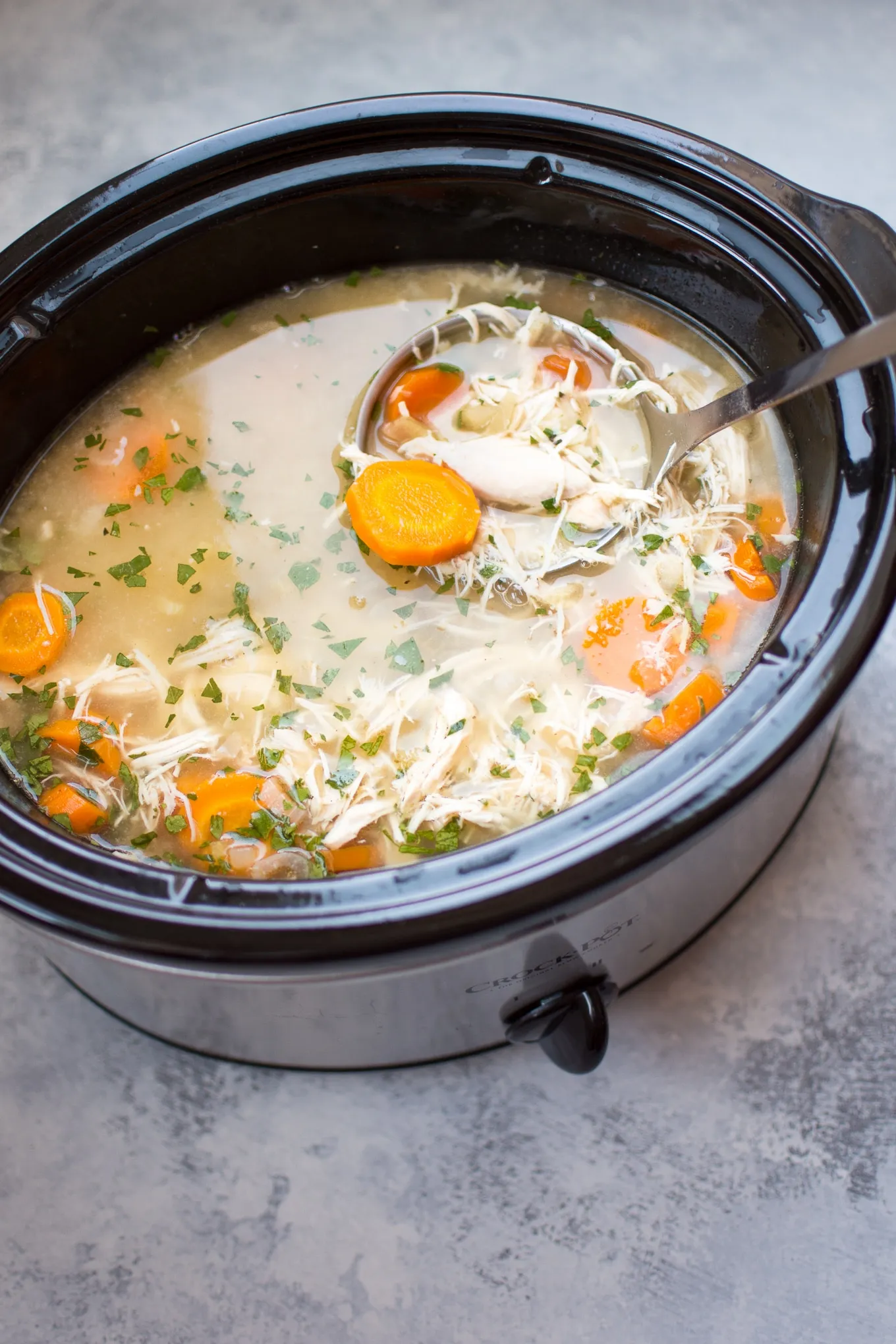 Crockpot Lemon Chicken Orzo Soup