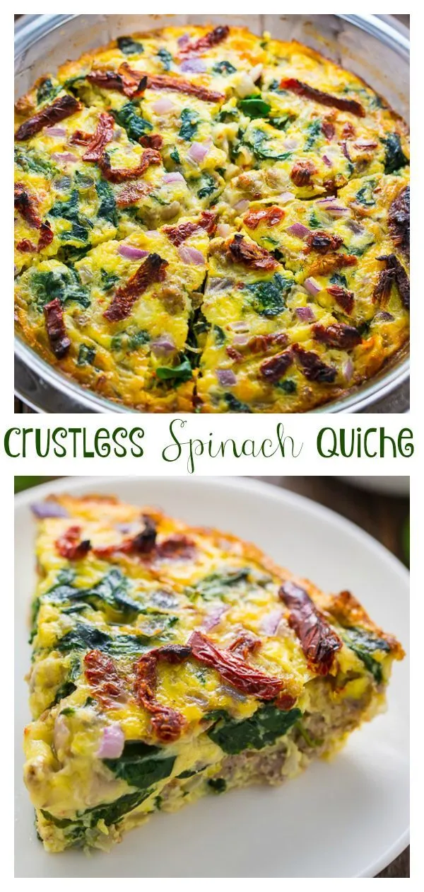 Crustless Quiche with Spinach, Sausage, and Sundried Tomatoes