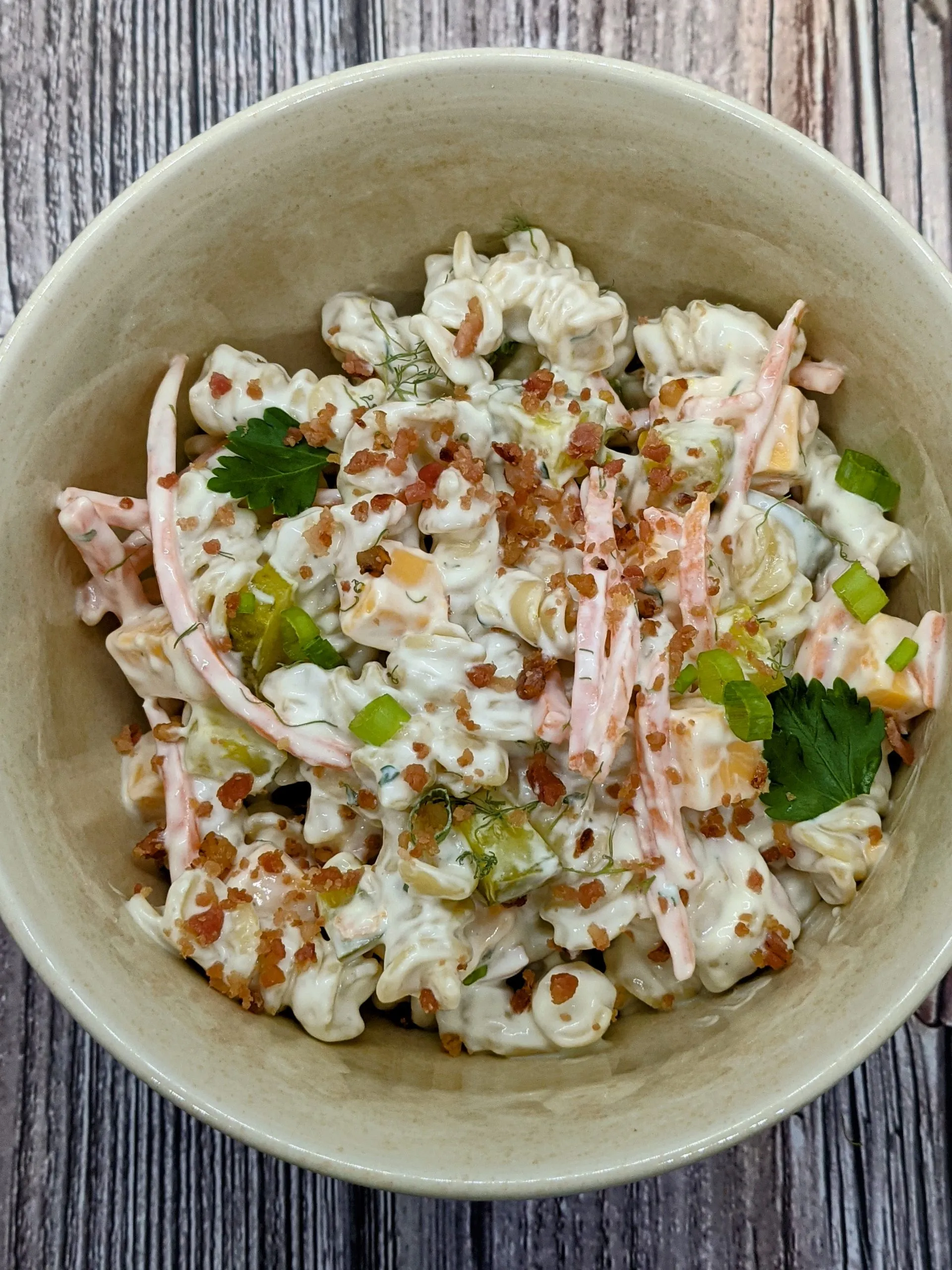 Dill Pickle Bacon Ranch Pasta Salad