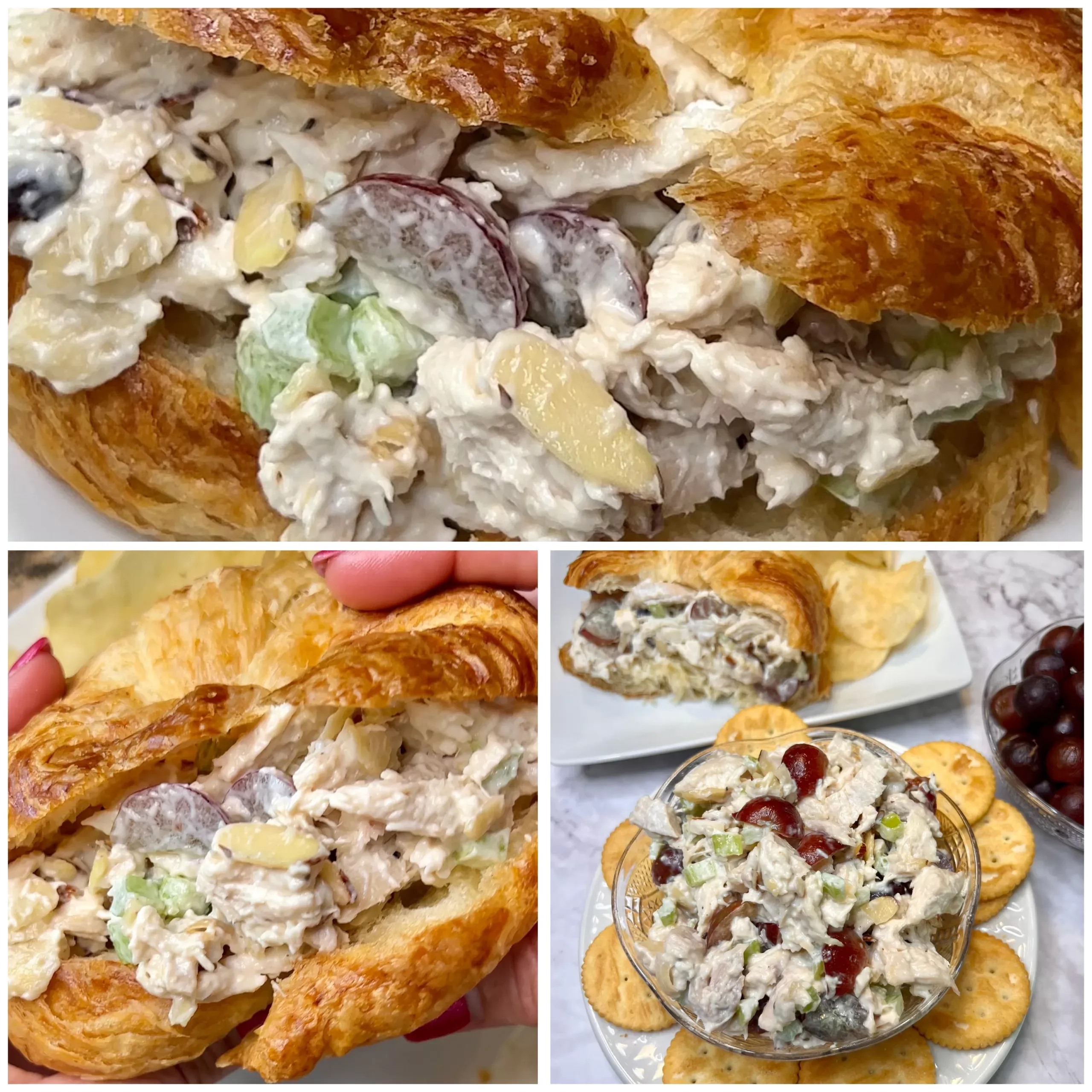 Dixie Chicken Salad with Grapes, Honey, Almonds, and Broccoli