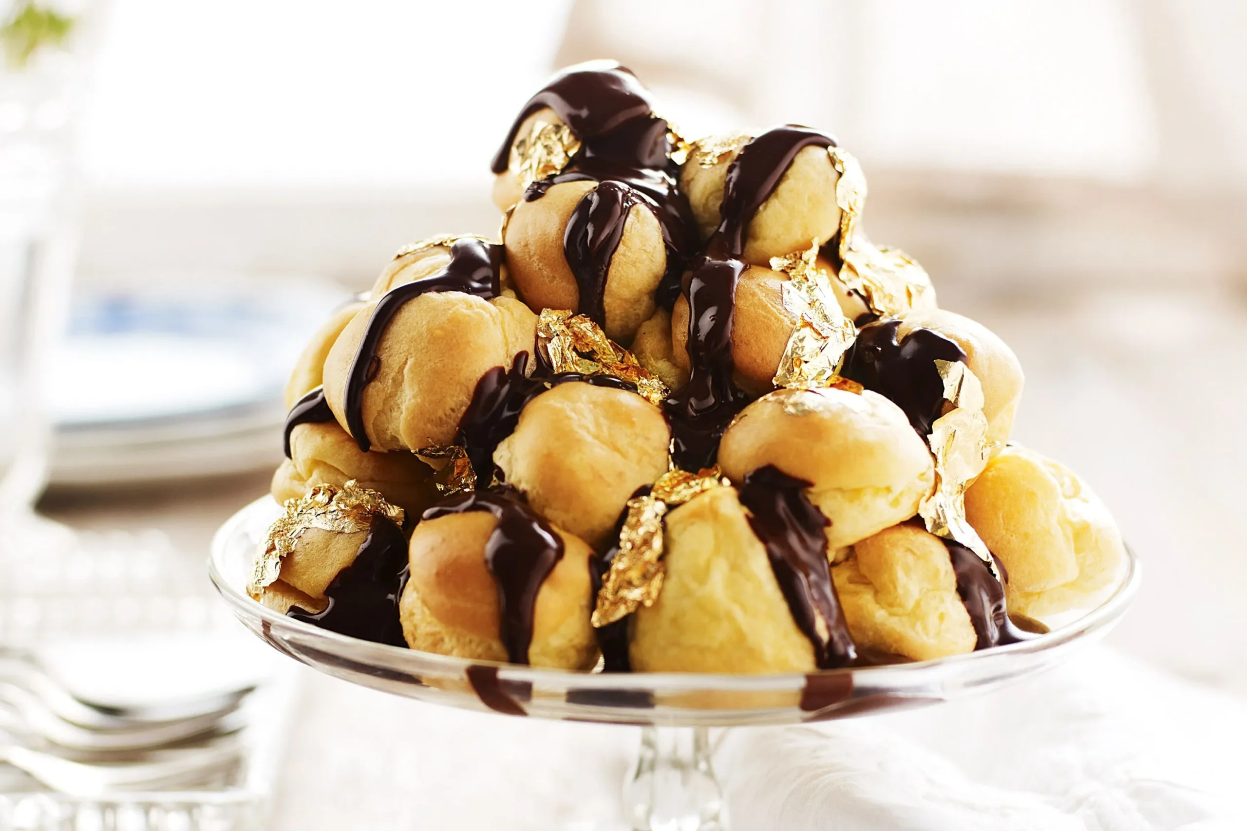 Double Chocolate and Caramel Profiteroles