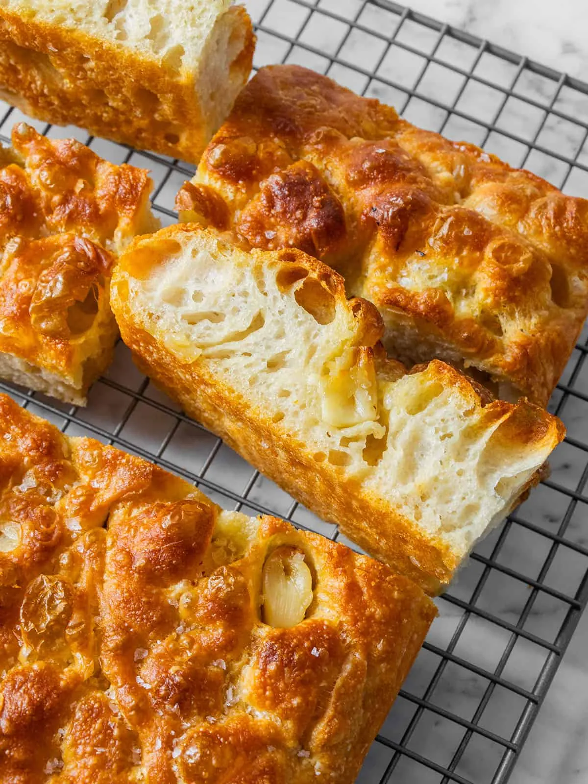 Easy No Knead Garlic Focaccia