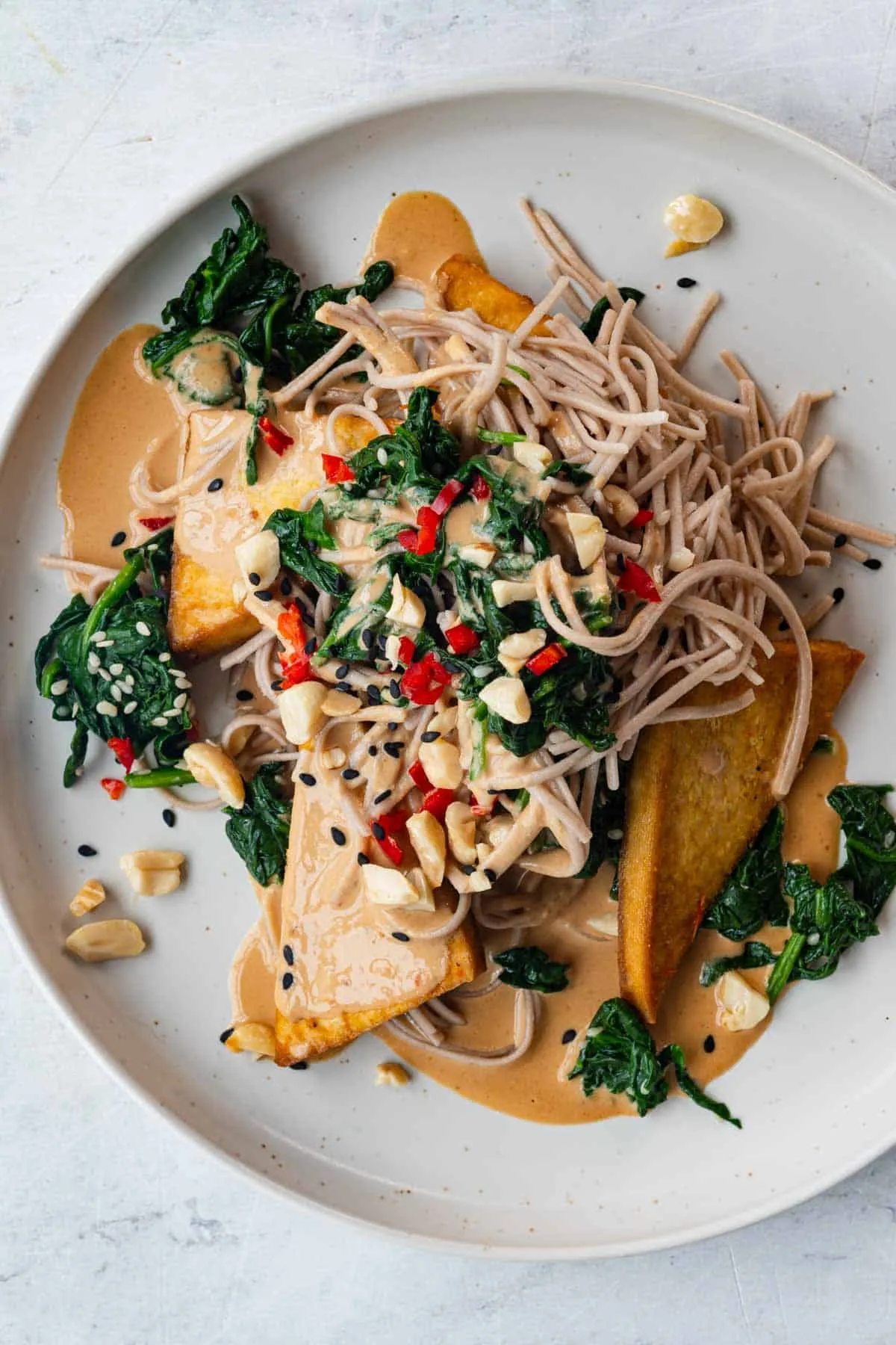 Easy Peanut Soba Noodles with Seitan