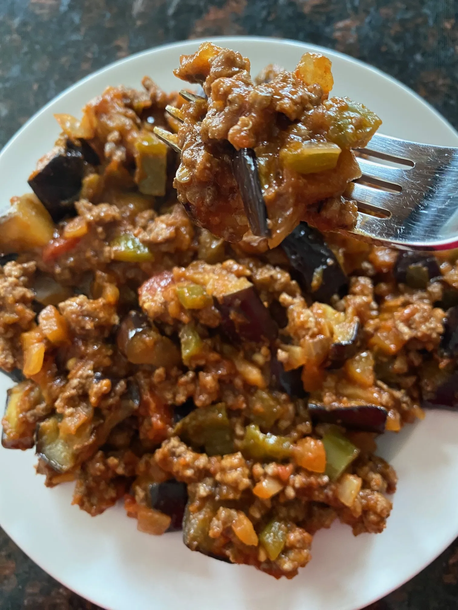 Eggplant Chickpea Ground Beef Stir Fry OAMC