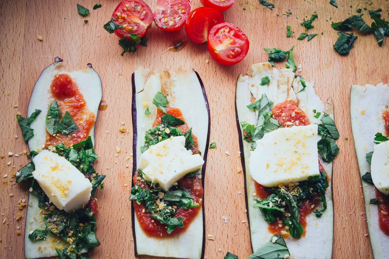 Eggplant Parmesan Rolls with Swiss Chard and Fresh Mint