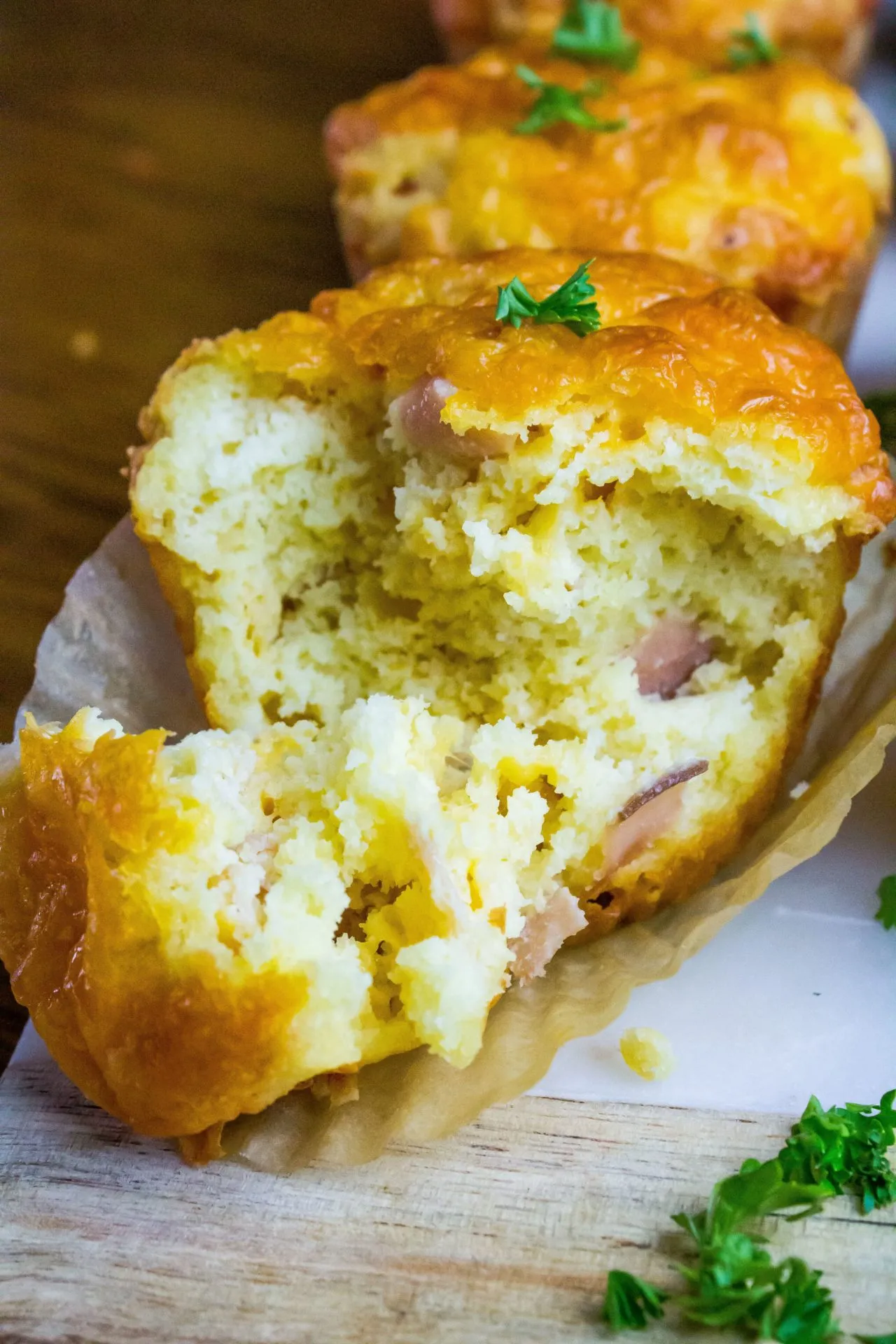 Extra Cheesy Savory Ham Muffins