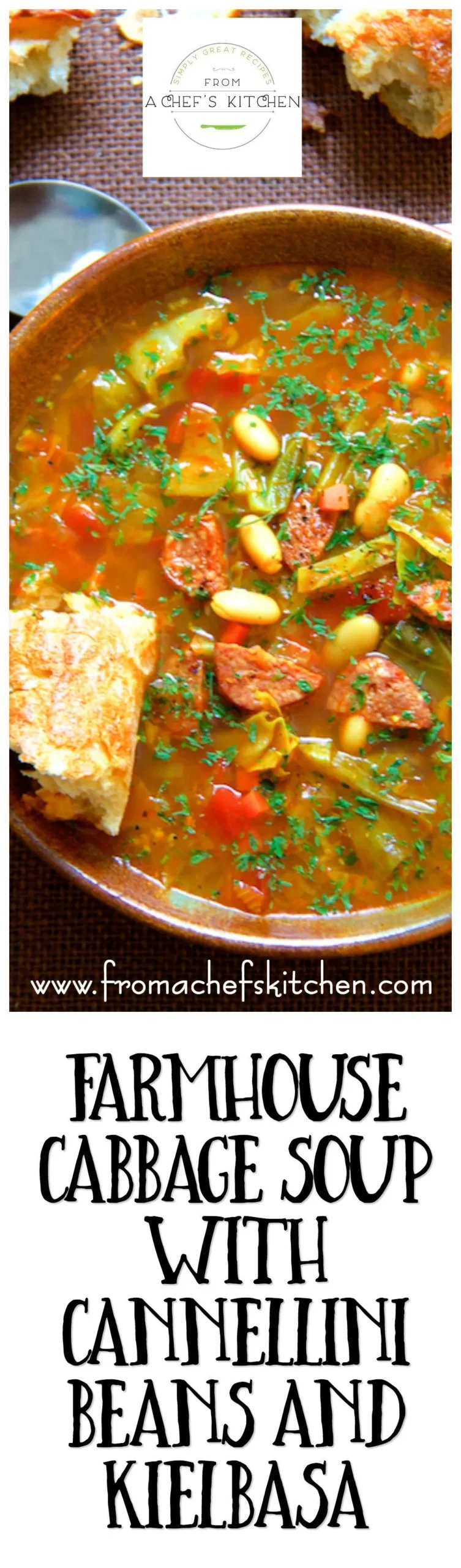 Farmhouse Cabbage Soup with Cannellini Beans and Kielbasa