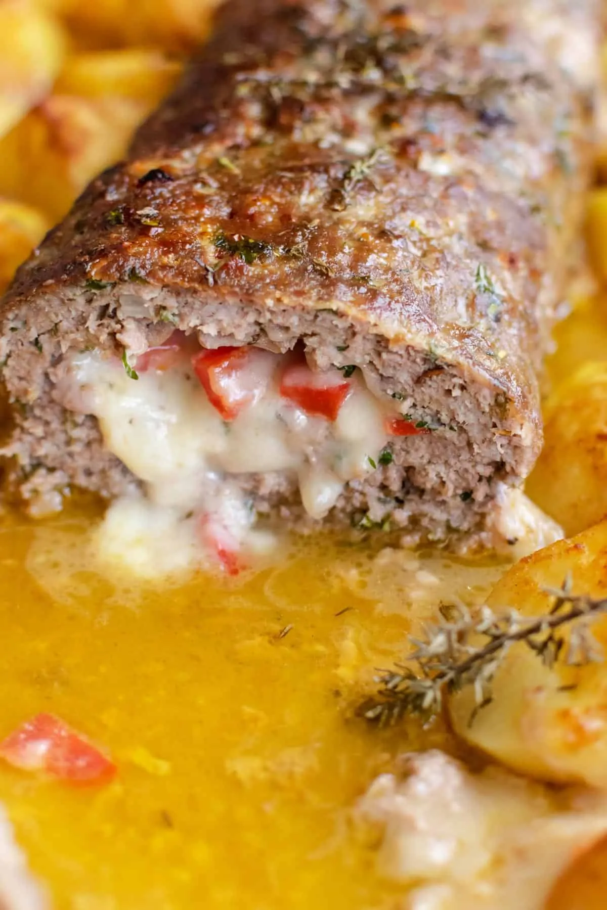 Feta Cheese Pepper Stuffed Meatloaf