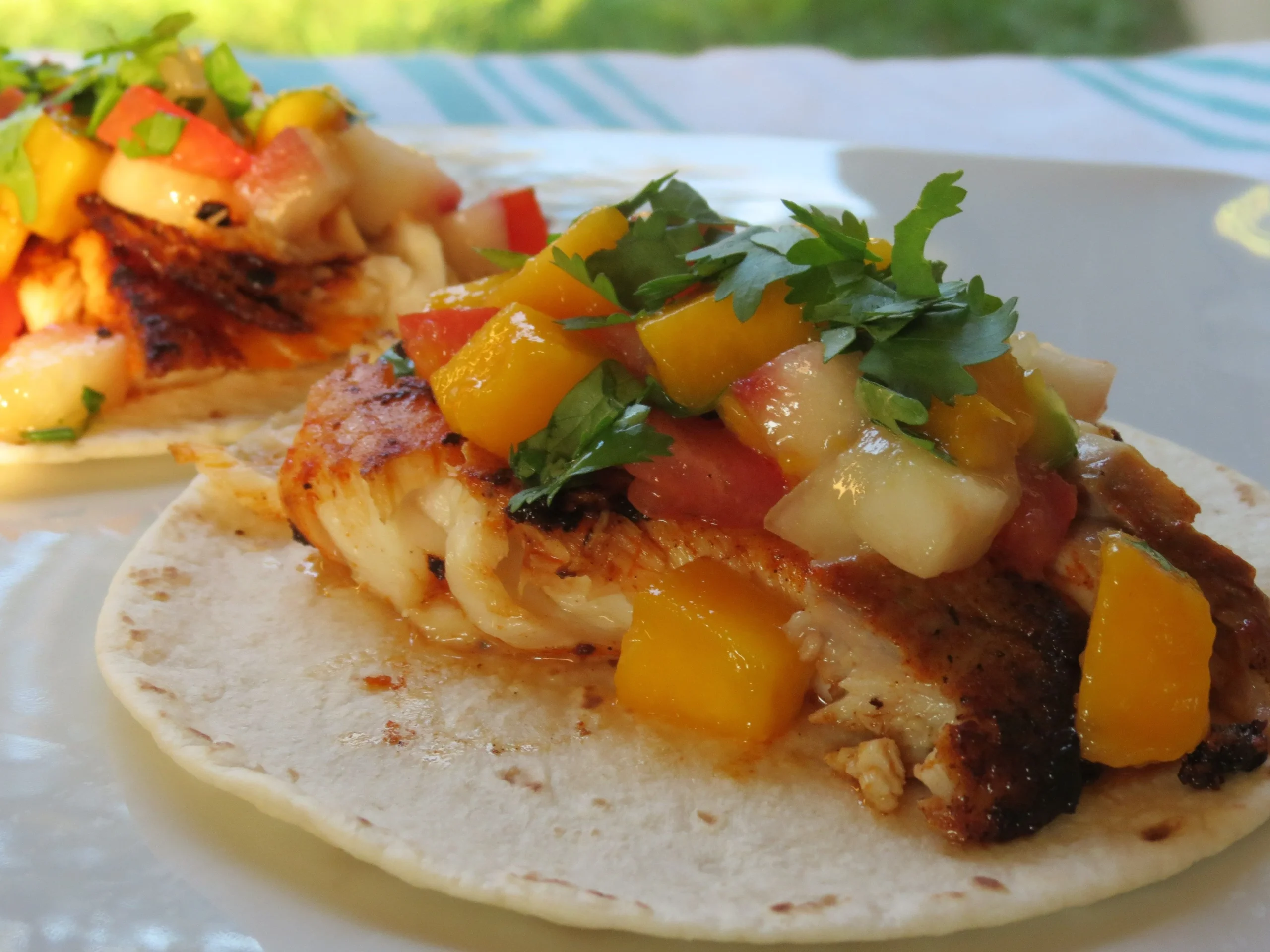 Fish Tacos with Mango Peach Salsa
