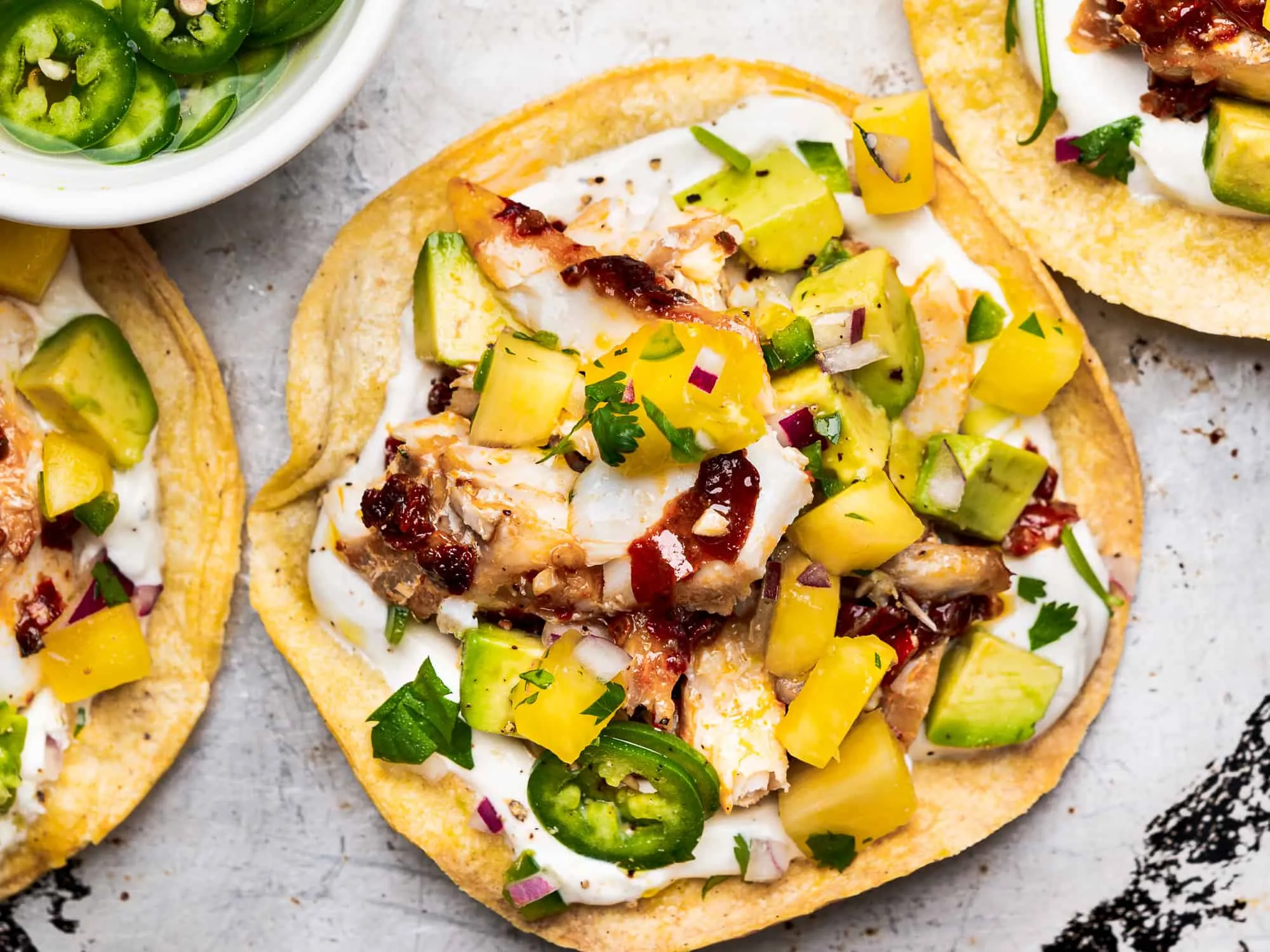 Fish Tostadas with Pineapple Salsa