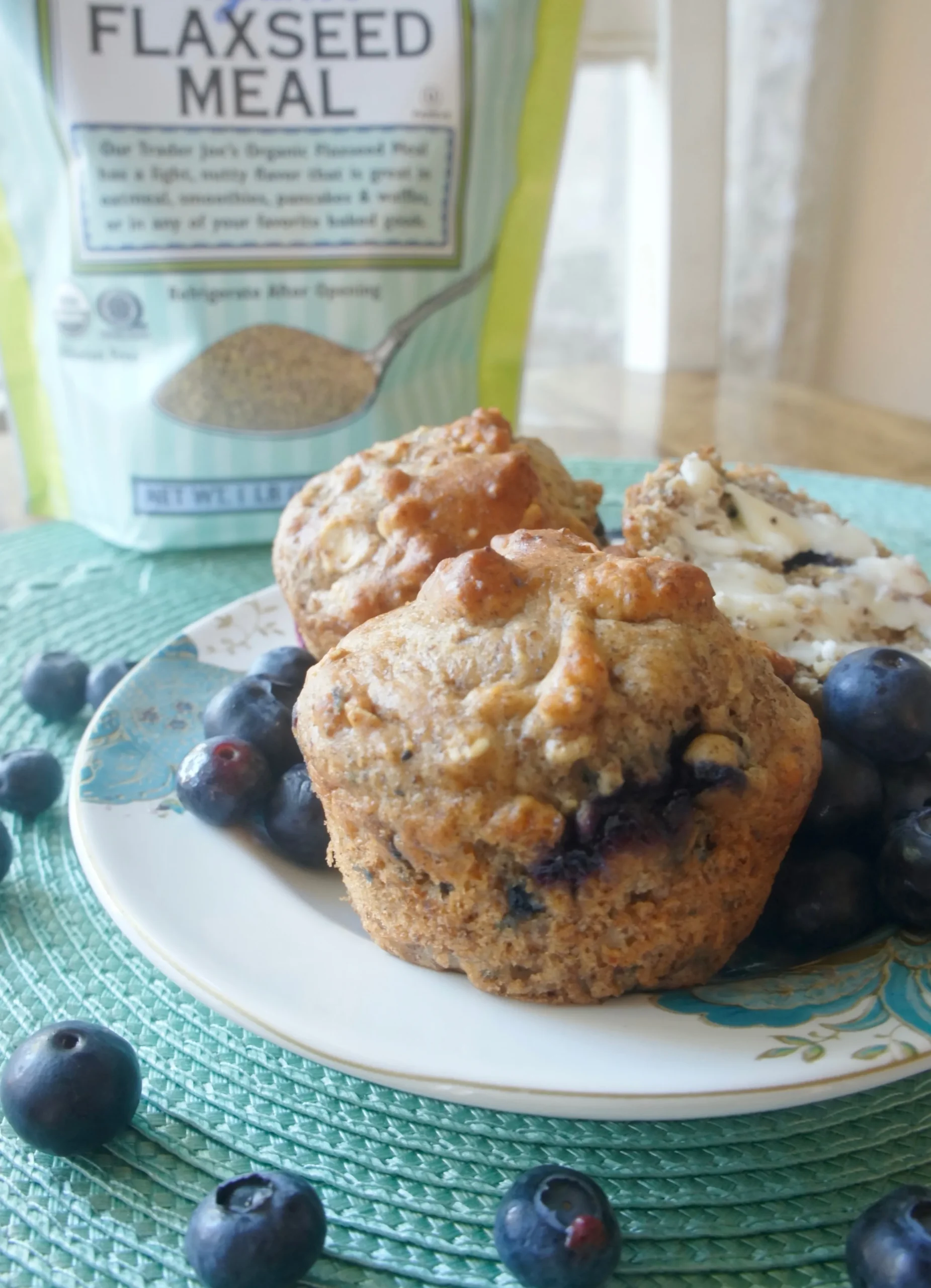 Flax Seed Blueberry Muffins