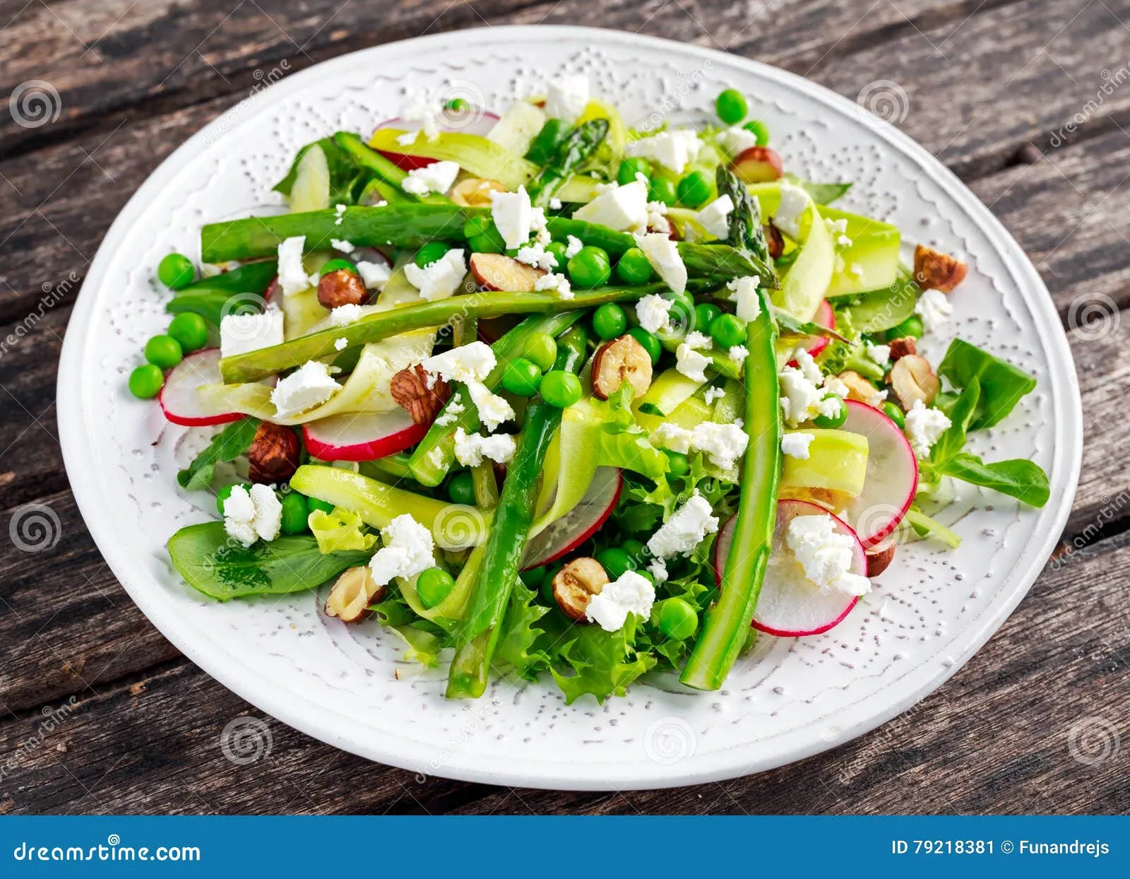 Fresh Greens Asparagus Ribbons Peas Goat Cheese