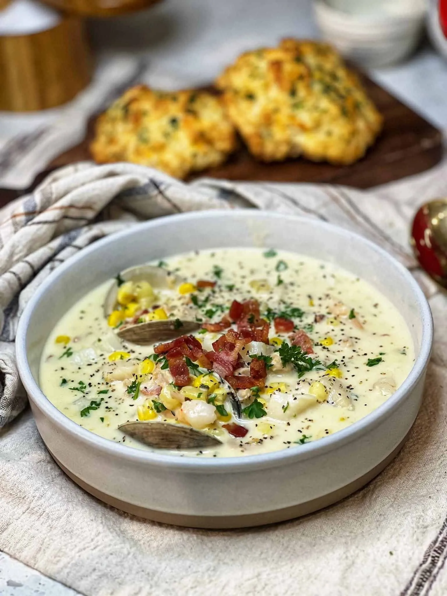 Fresh Summer Corn Chowder with Trout