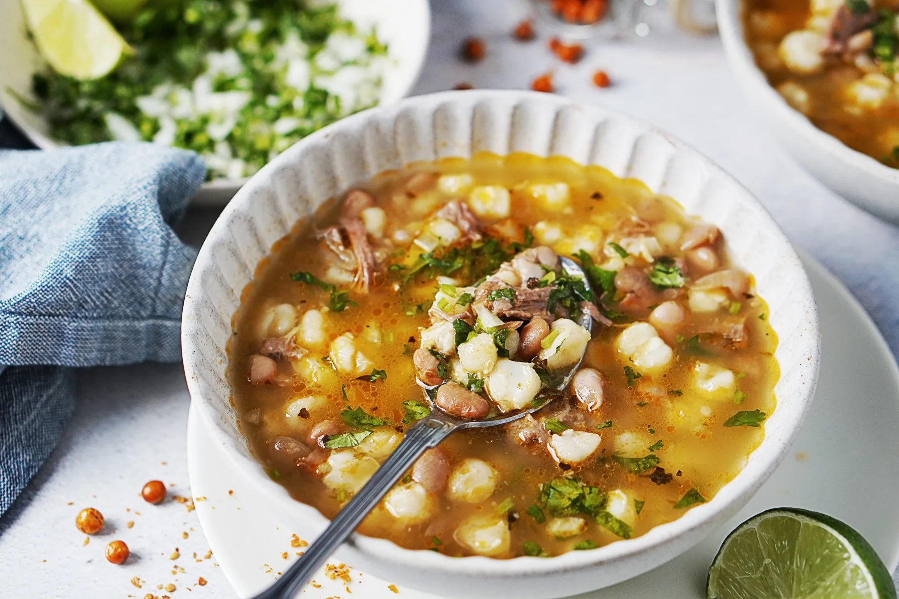 Gallina Pinta Bean and Hominy Soup