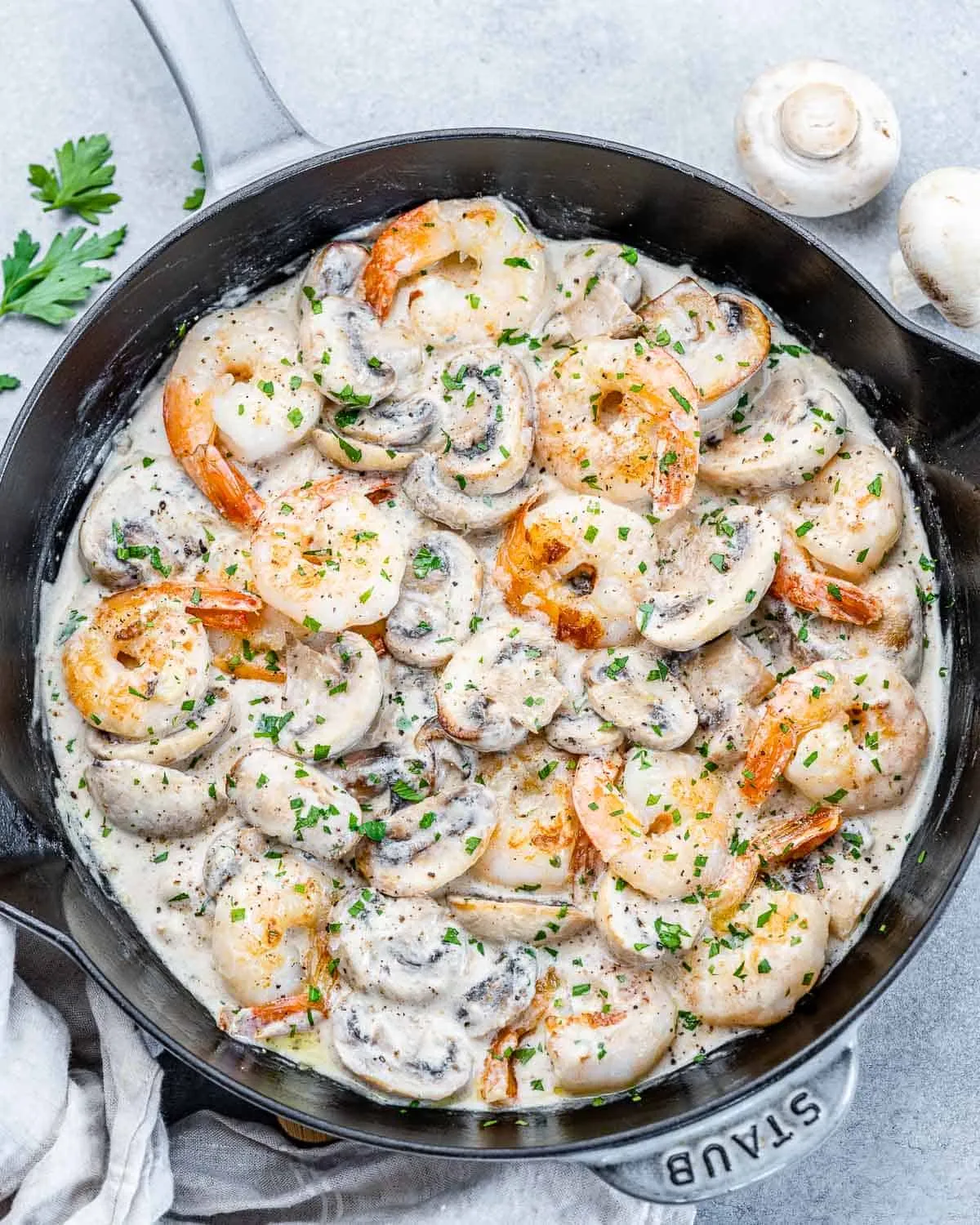 Garlic Shrimp in Creamy Mushroom Sauce