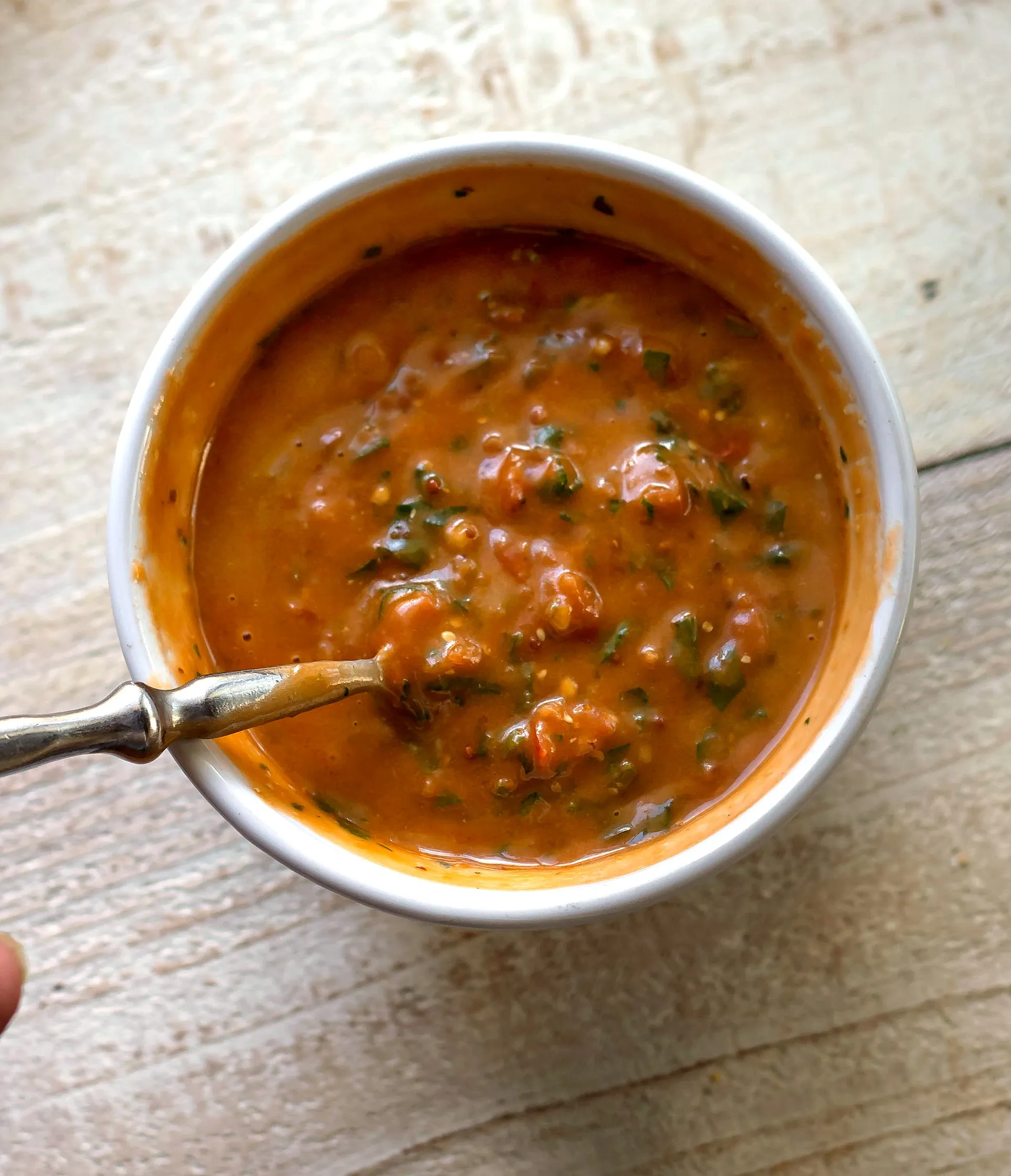 Garlicky Tomato Basil Vinaigrette