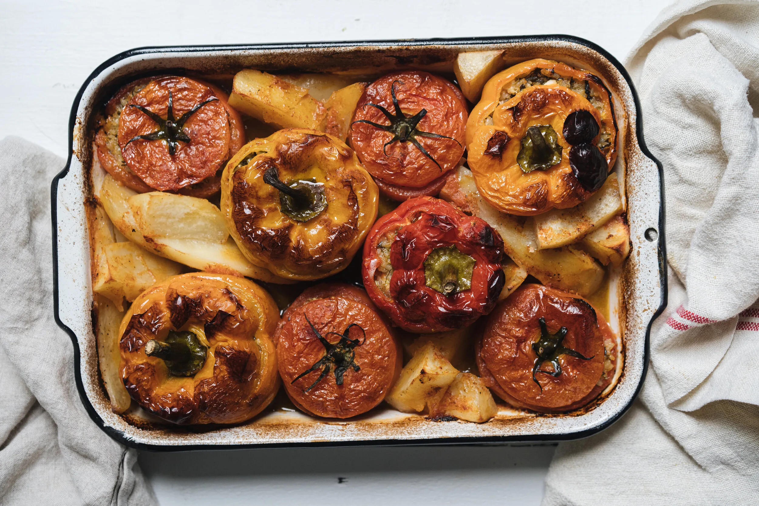 Gemista Stuffed Roasted Tomatoes and Bell Peppers