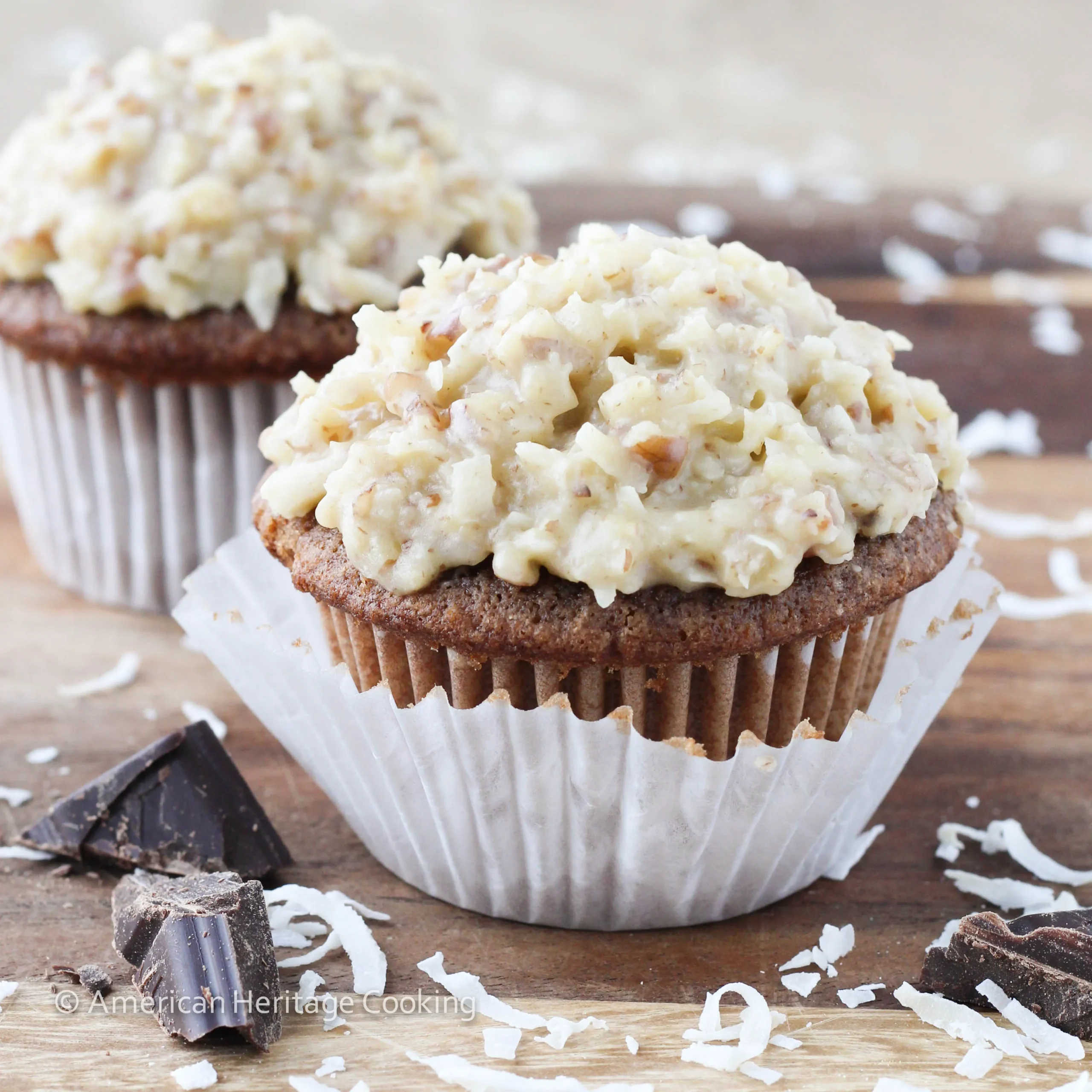 German Chocolate Brownie Cupcakes