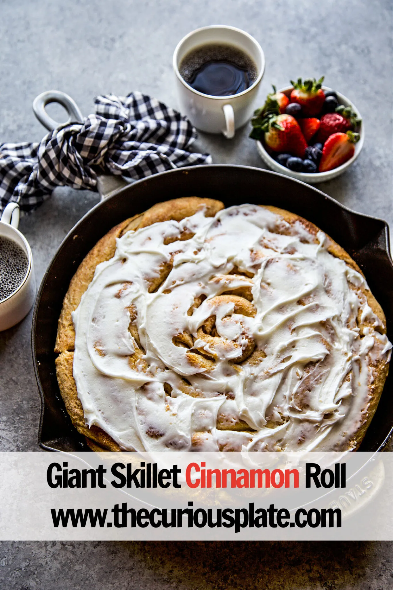 Giant Skillet Cinnamon Rolls with Caramelized Pears