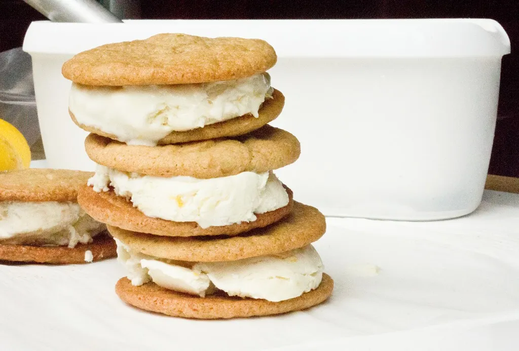 Gingersnap and Lemon Ice Cream Sandwiches