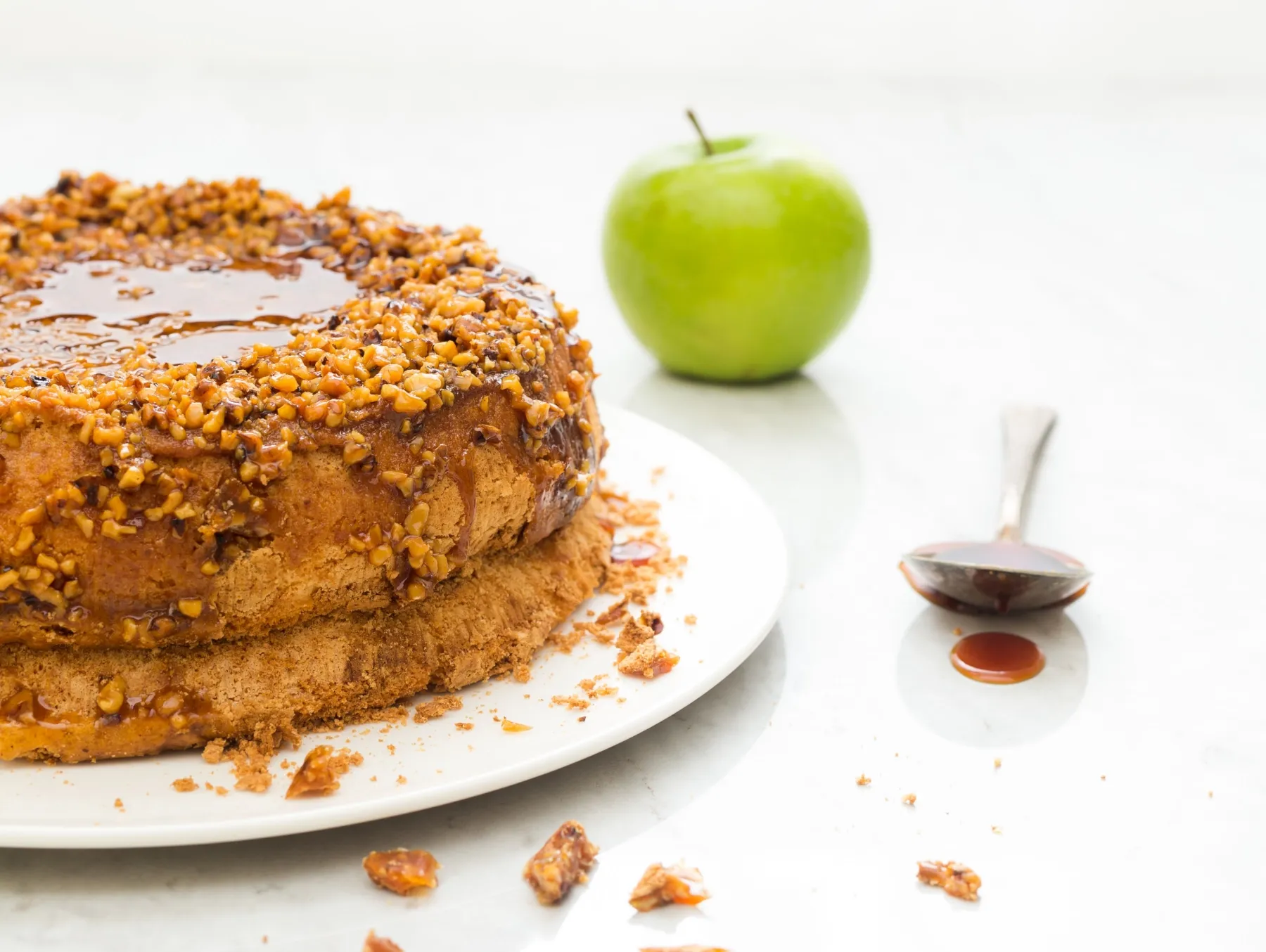 Glazed Walnut Olive Oil Apple Cake