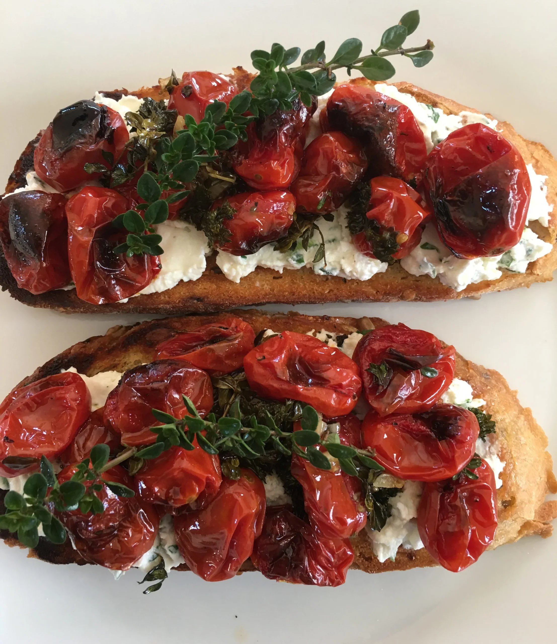Goat Cheese Bruschetta with Roasted Cherry Pink Peppercorn Jam